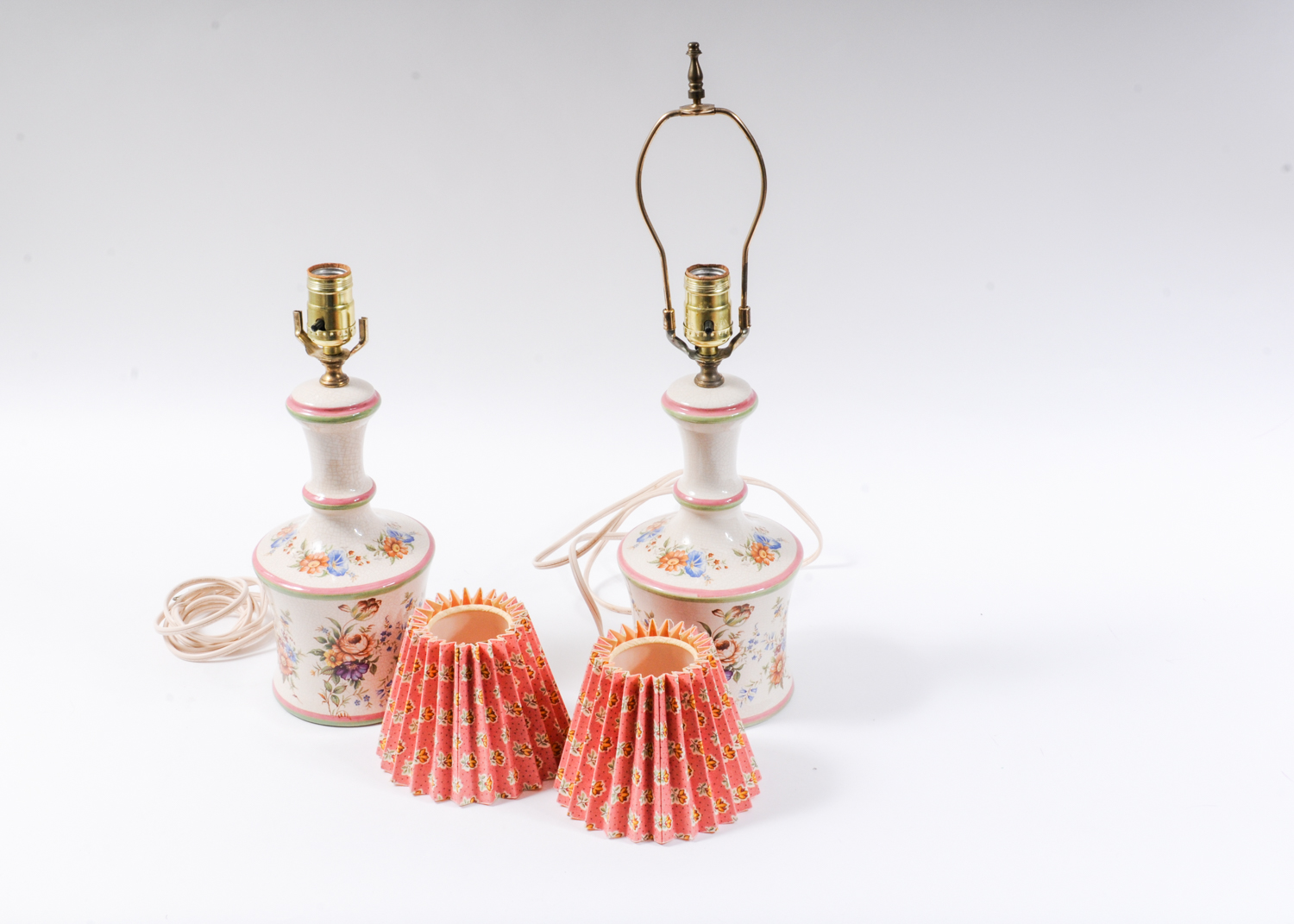 Set of Two Ceramic Floral Lamps