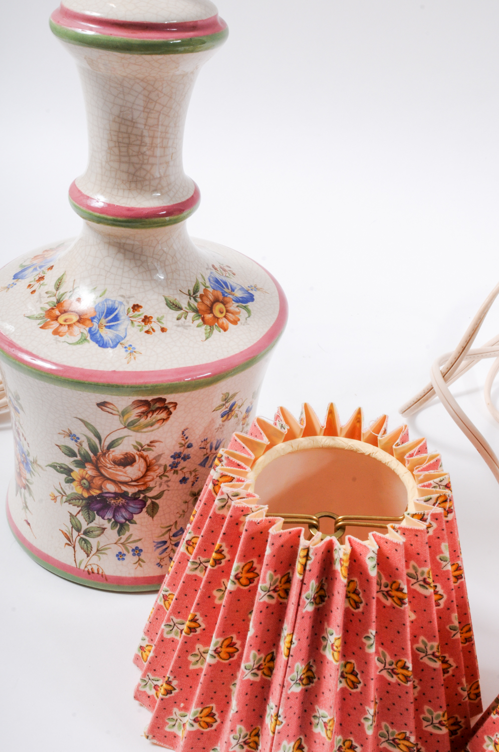 Set of Two Ceramic Floral Lamps