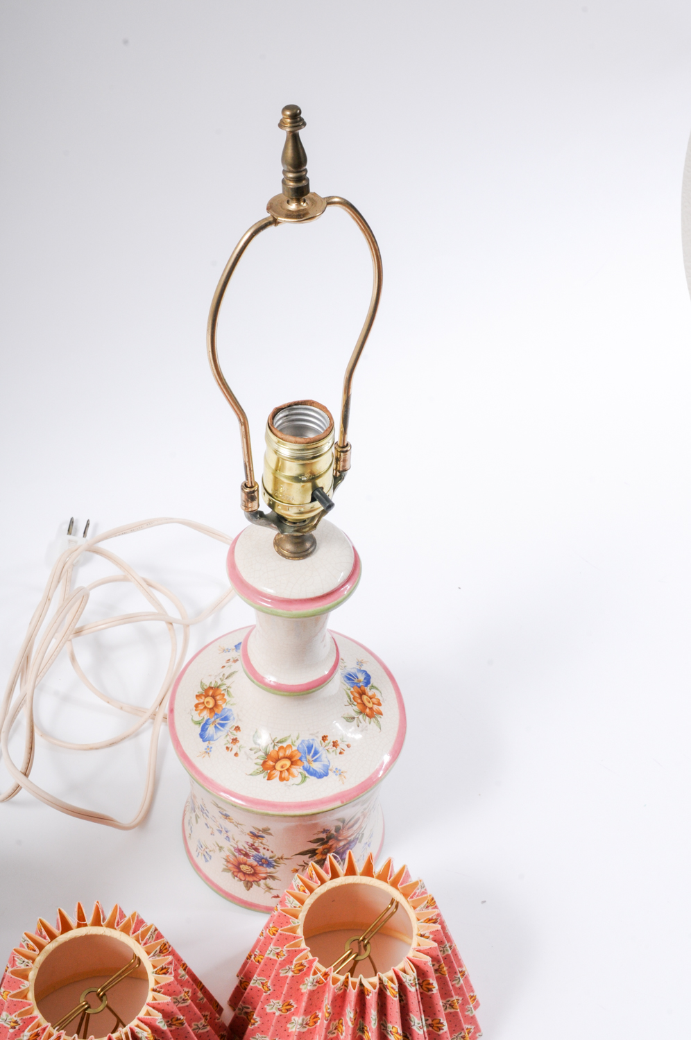 Set of Two Ceramic Floral Lamps