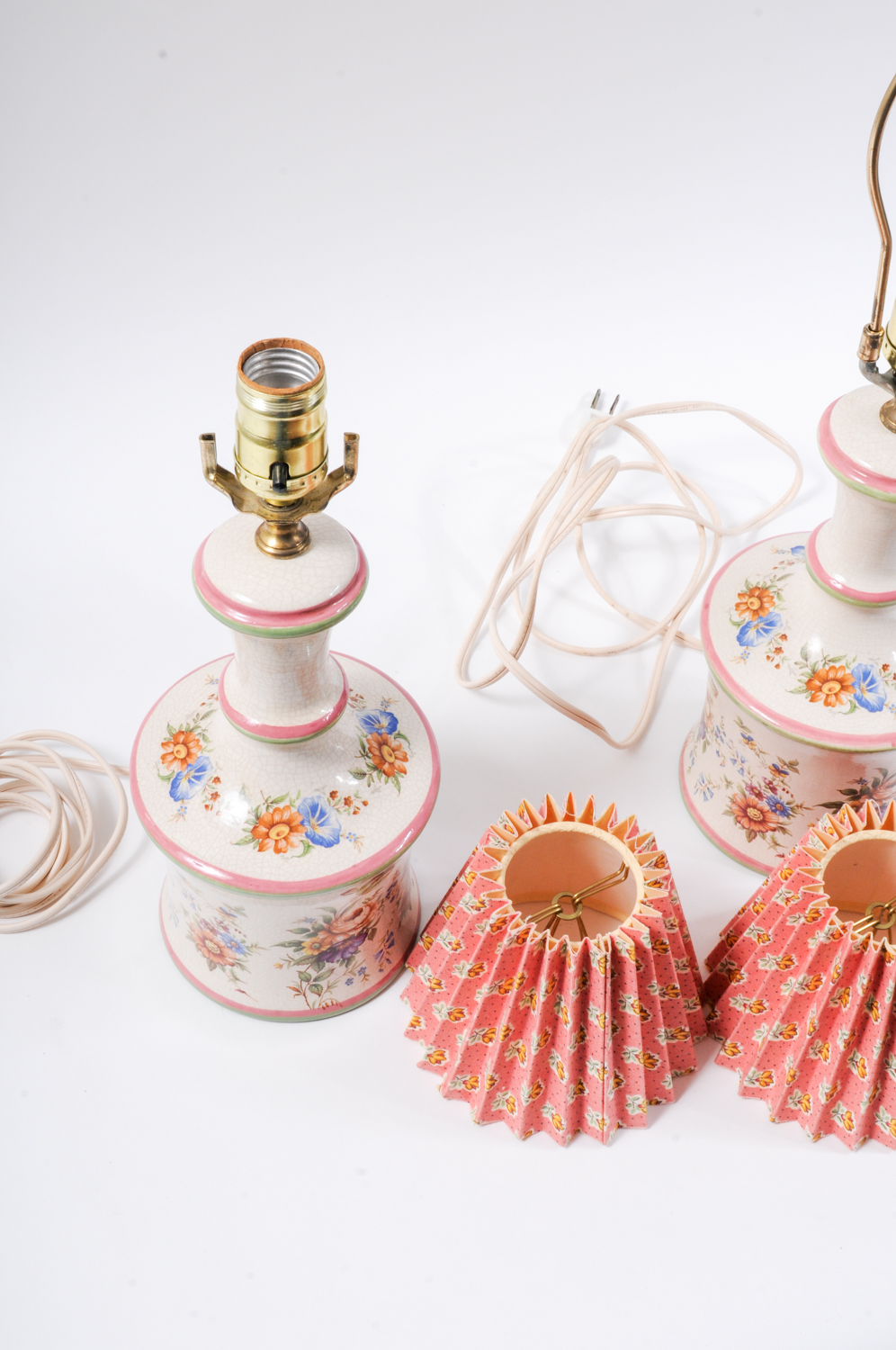 Set of Two Ceramic Floral Lamps