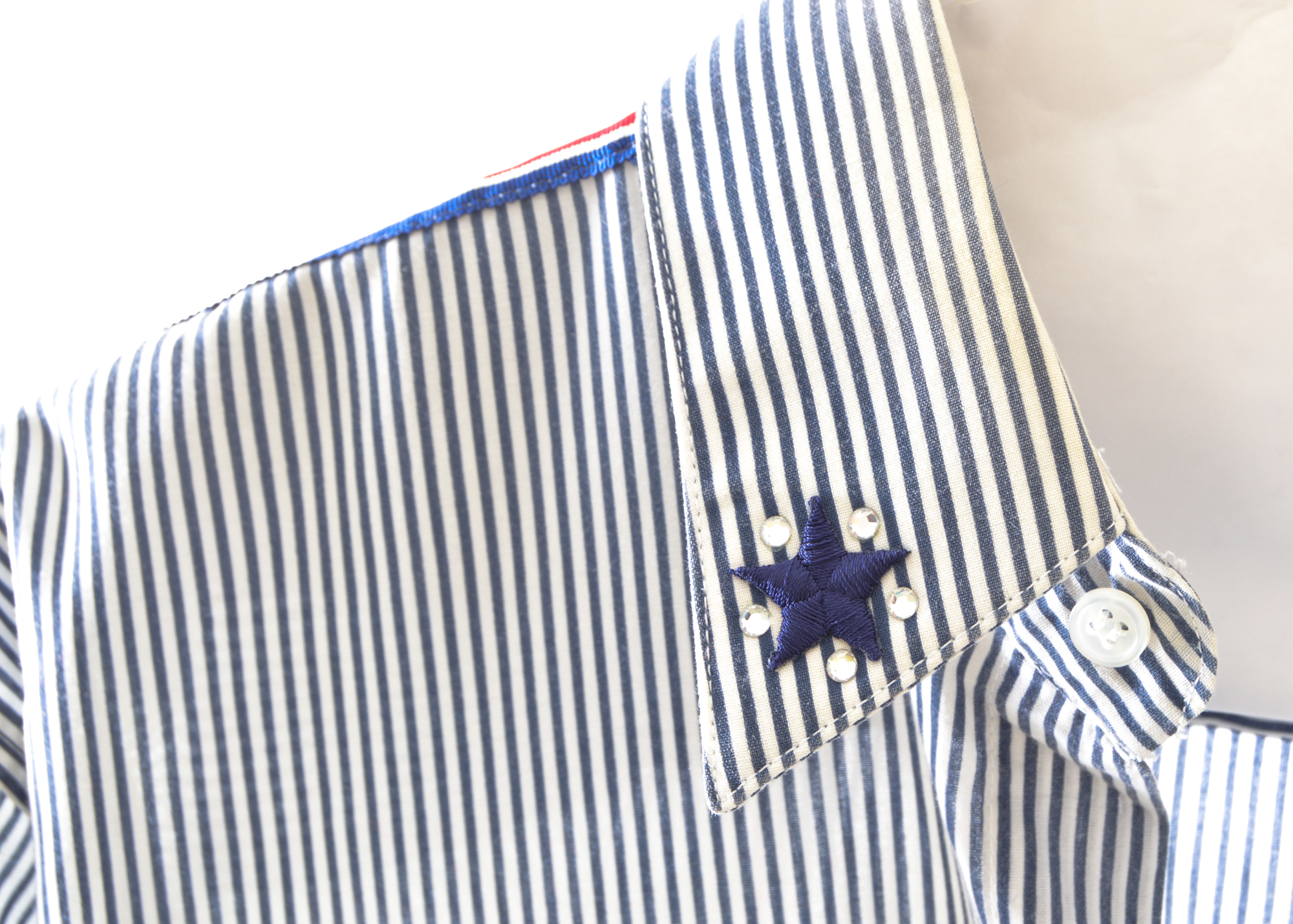 Marquis Navy-Themed Sequined Blouse