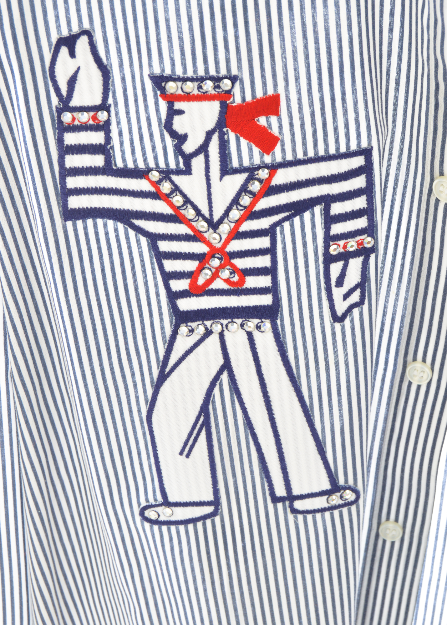 Marquis Navy-Themed Sequined Blouse