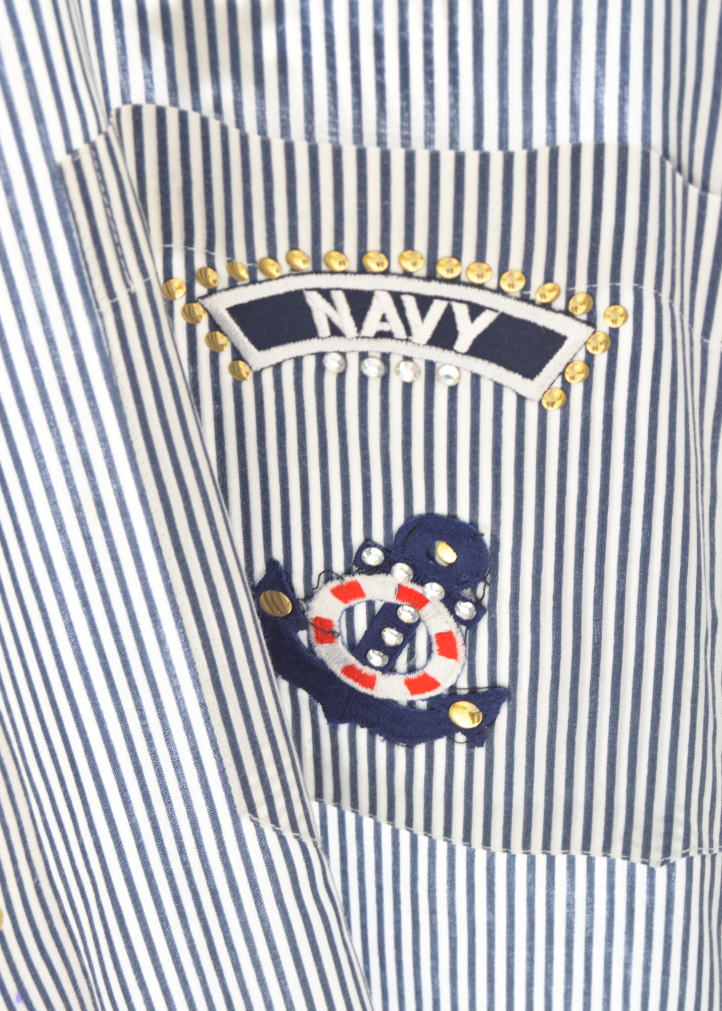 Marquis Navy-Themed Sequined Blouse