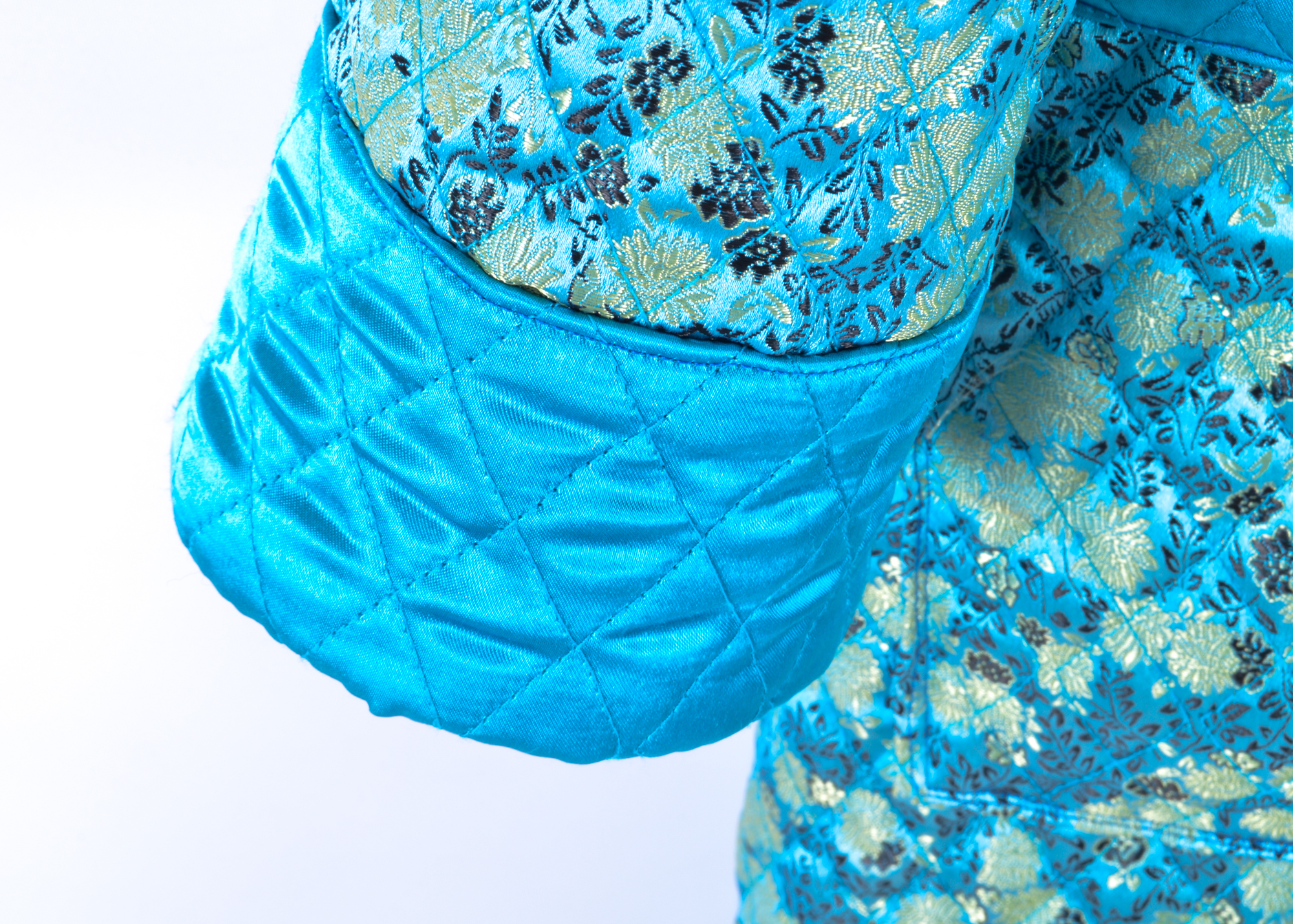 Brocade Quilted Blue and Gold House Coat