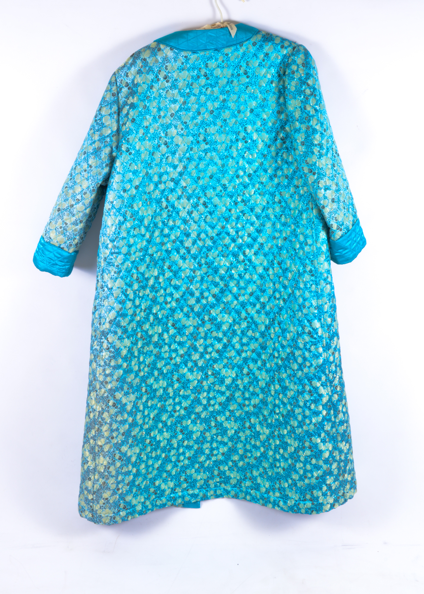 Brocade Quilted Blue and Gold House Coat