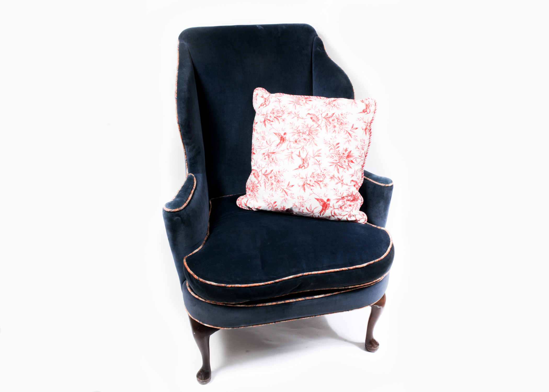 Pair of Blue Velvet Wingback Chairs