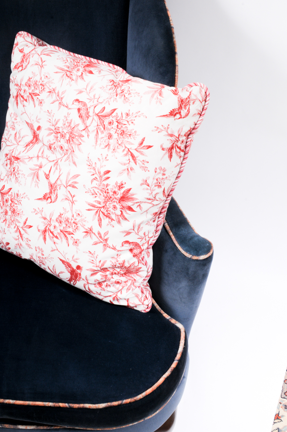 Pair of Blue Velvet Wingback Chairs