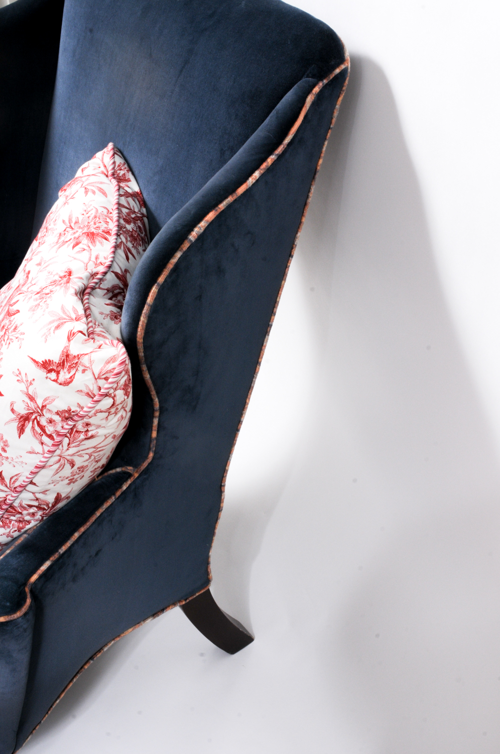 Pair of Blue Velvet Wingback Chairs