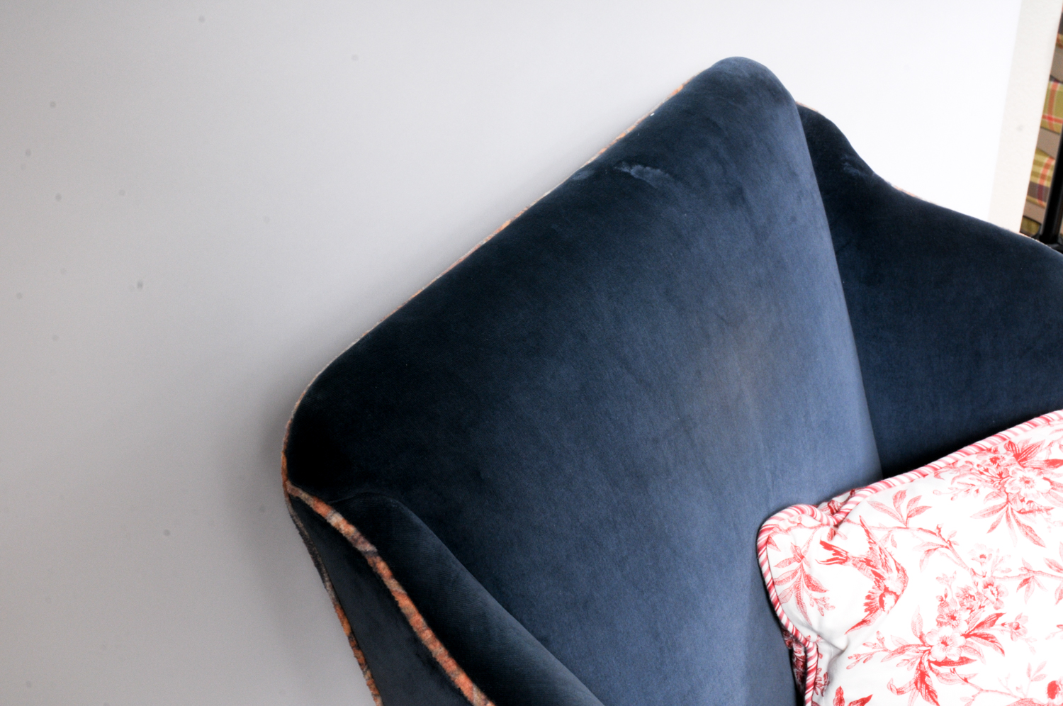 Pair of Blue Velvet Wingback Chairs