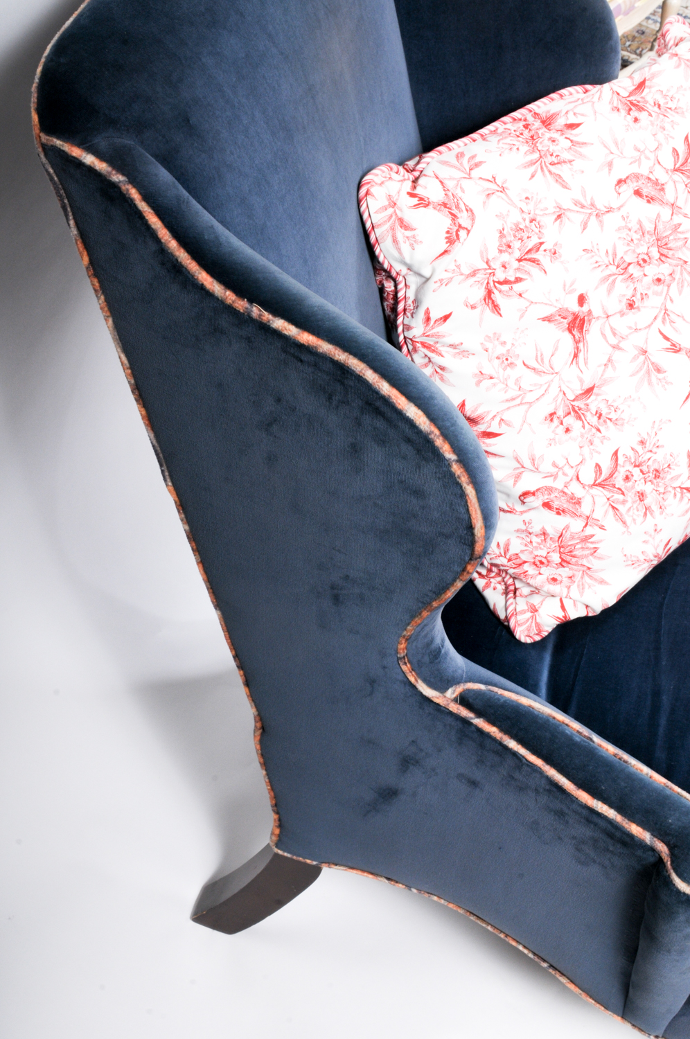 Pair of Blue Velvet Wingback Chairs