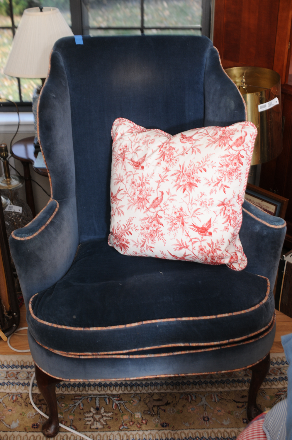 Pair of Blue Velvet Wingback Chairs