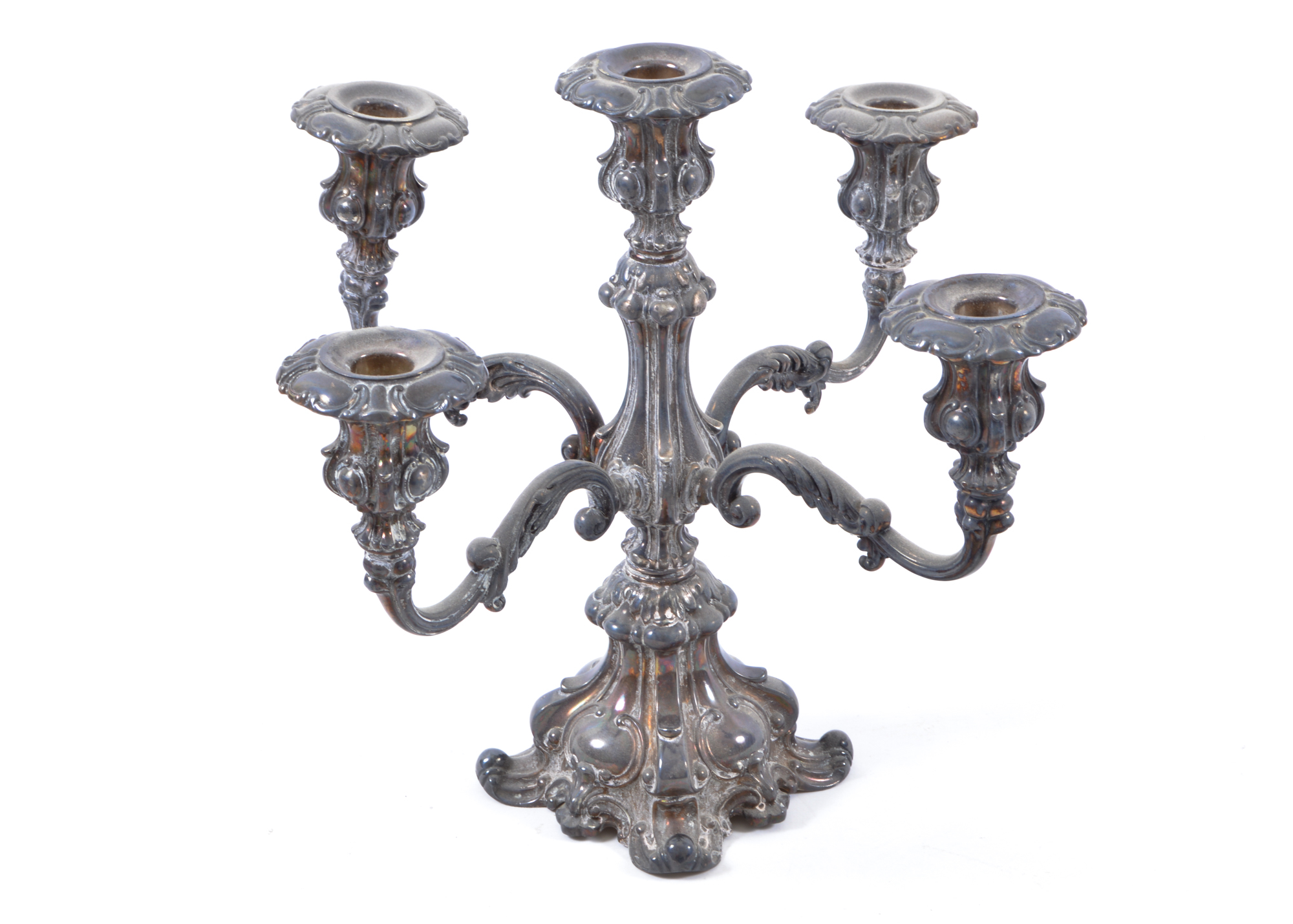 Two Four Armed Silver Plated Candelabras