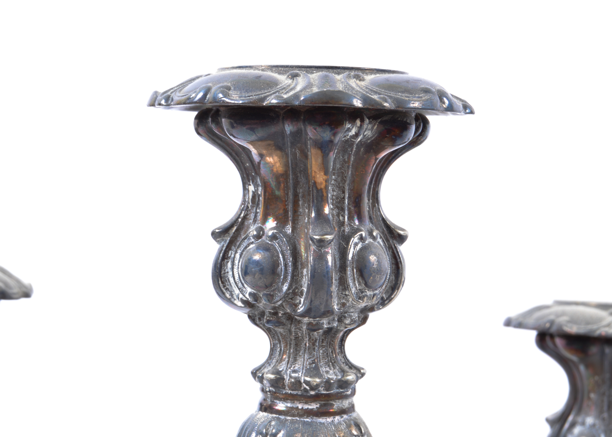 Two Four Armed Silver Plated Candelabras