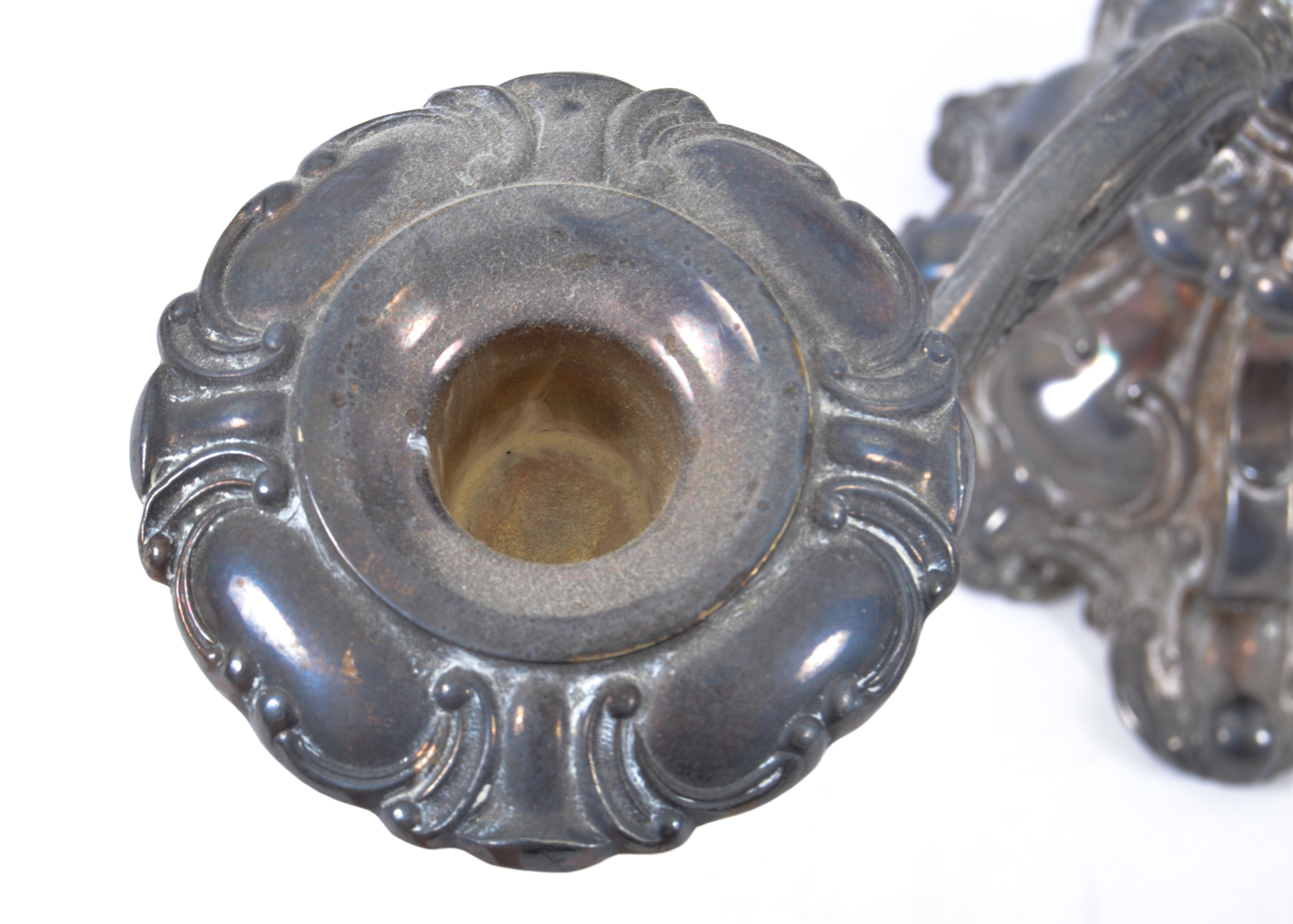 Two Four Armed Silver Plated Candelabras