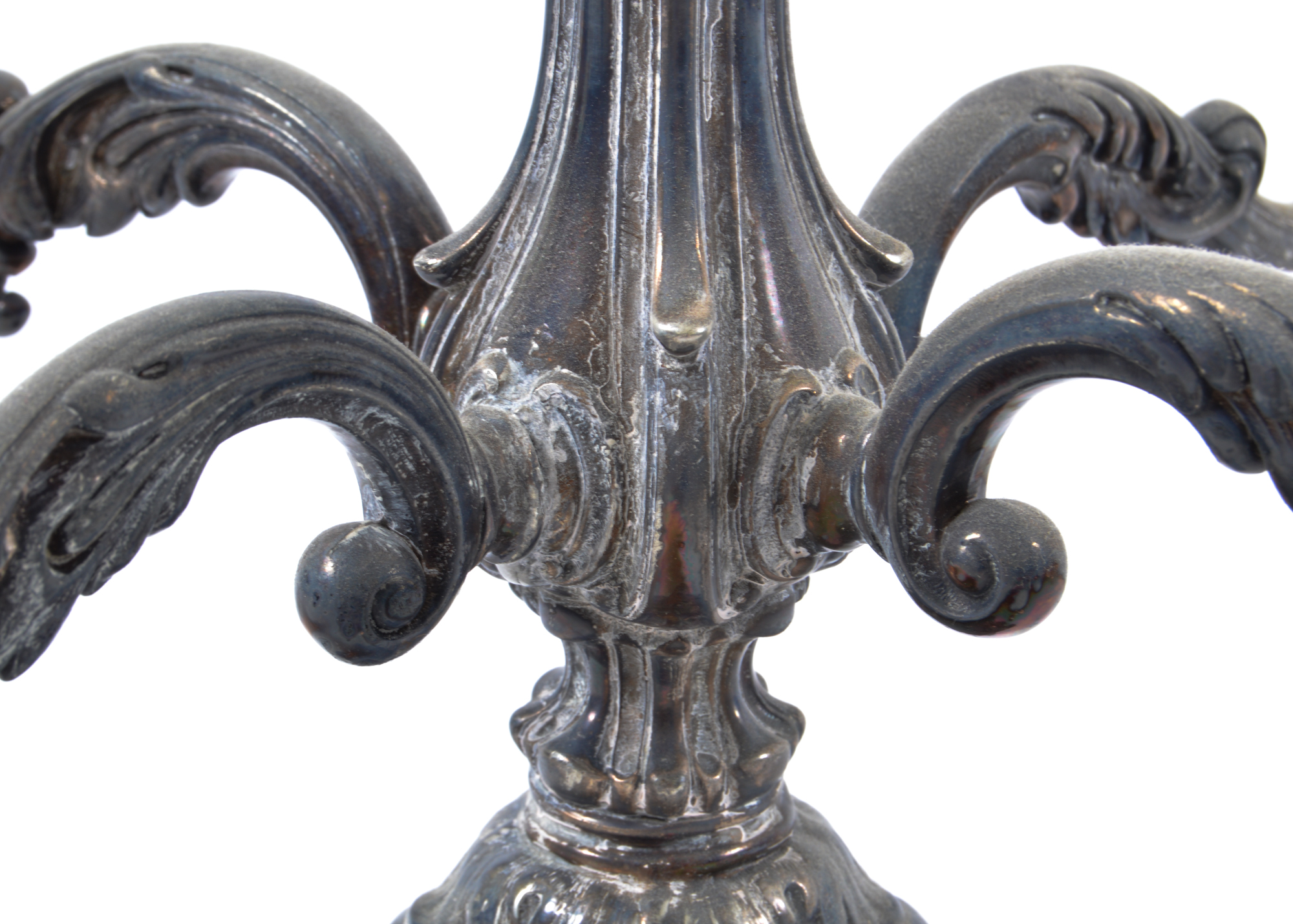 Two Four Armed Silver Plated Candelabras