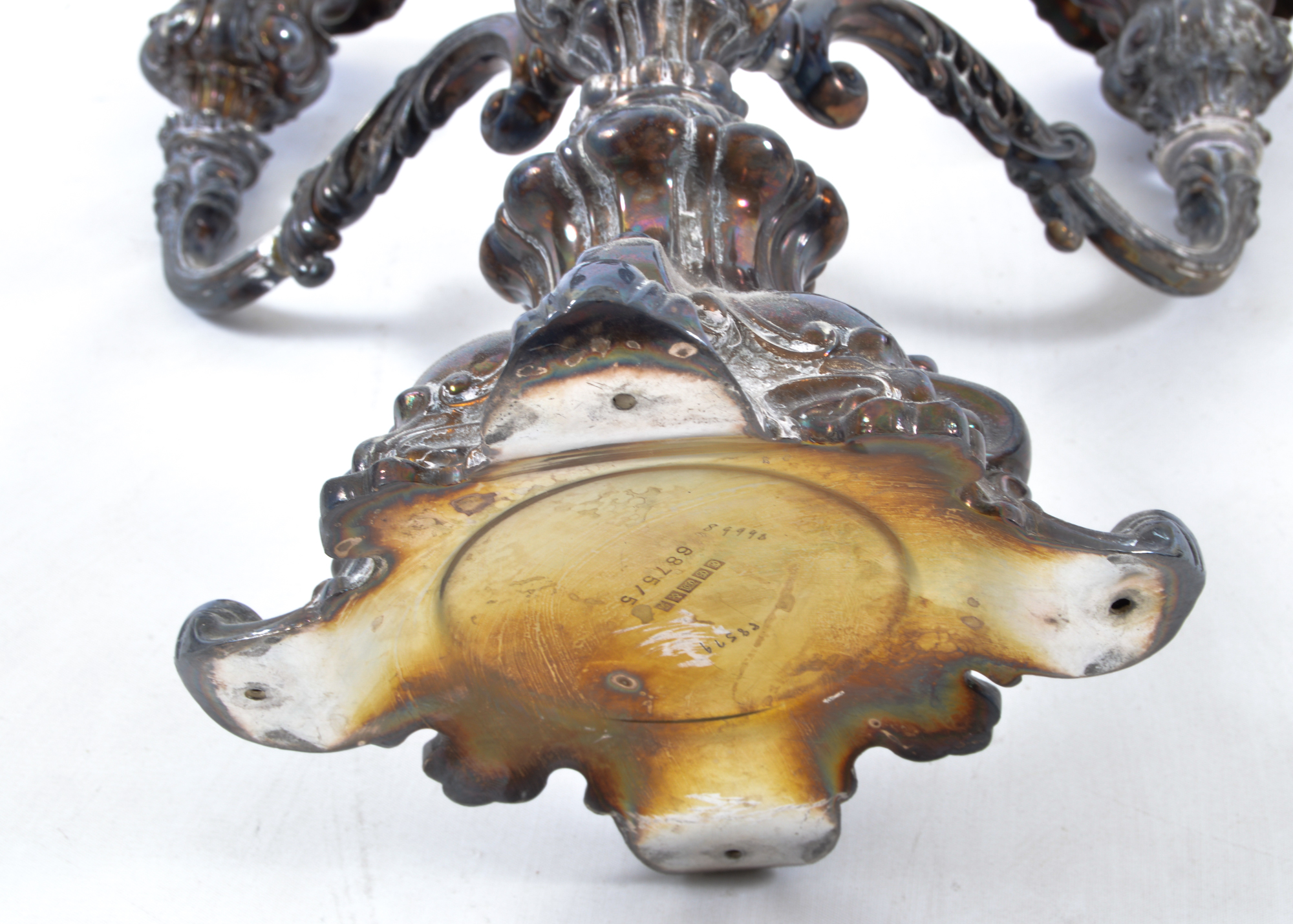 Two Four Armed Silver Plated Candelabras