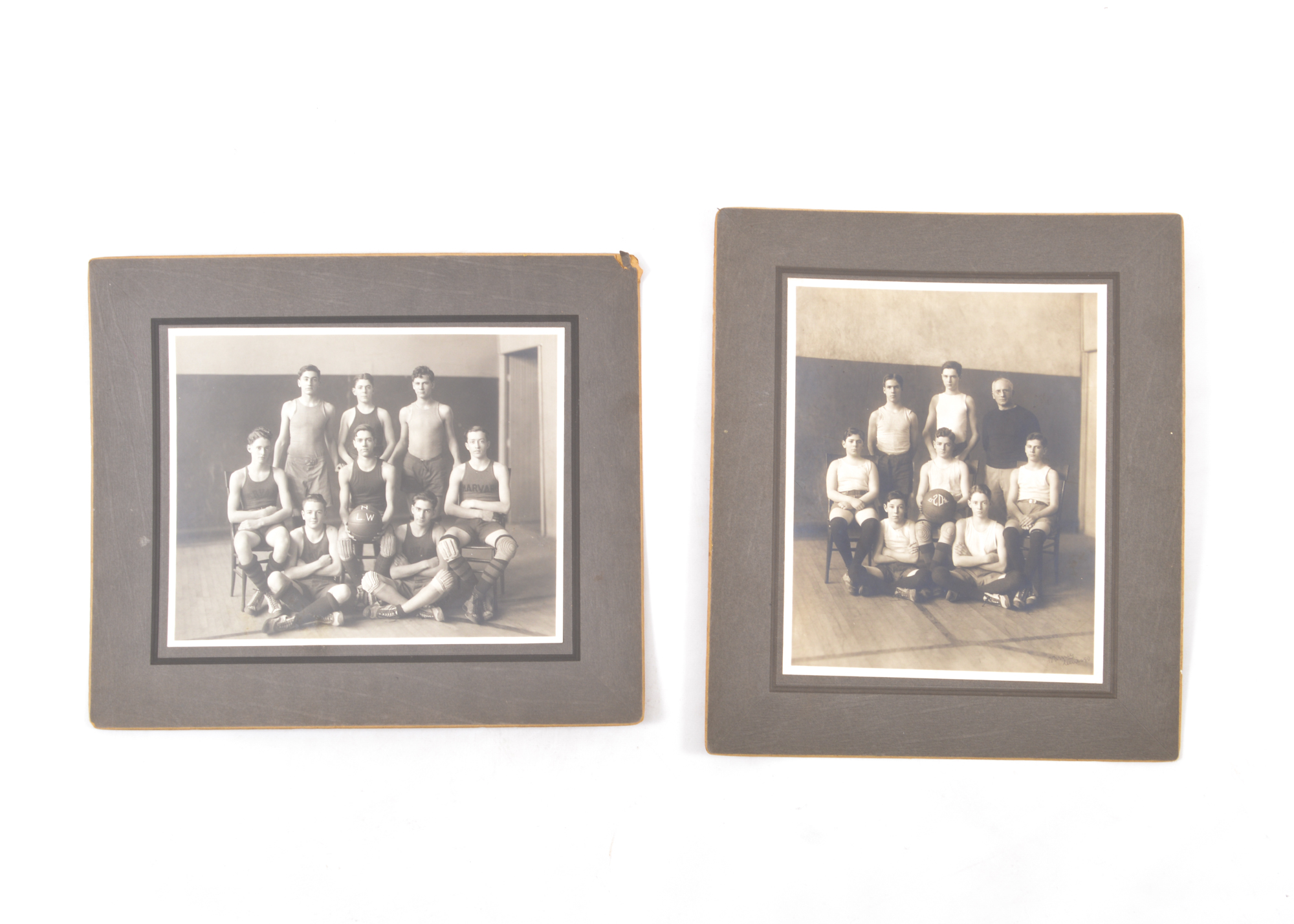 Two Vintage Photographs of Basketball Teams featuring Harvard