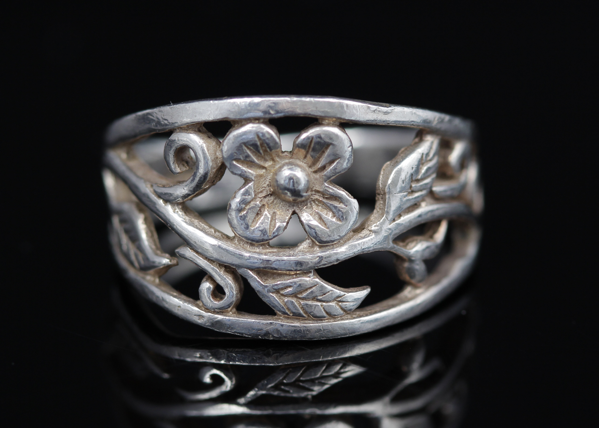 Sterling Silver Floral Band