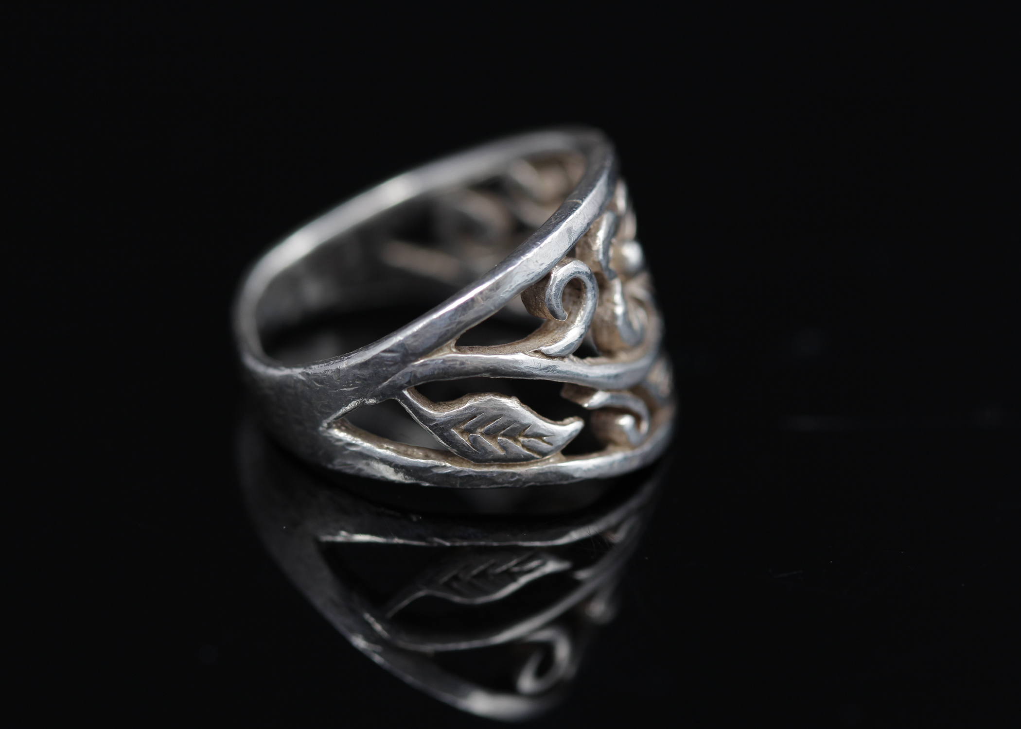 Sterling Silver Floral Band