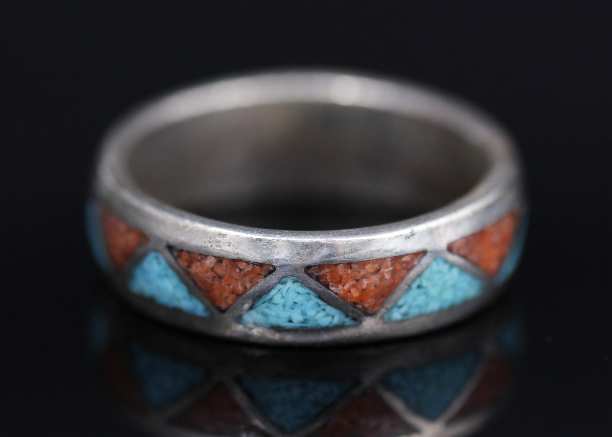Sterling Silver Carnelian and Turquoise Band