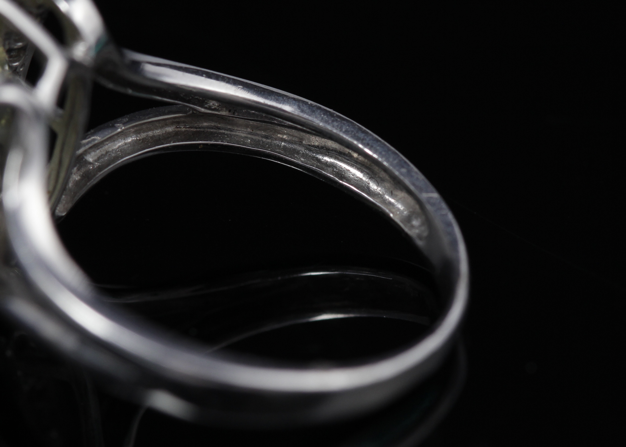 10K White Gold Yellow Quartz and Diamond Ring