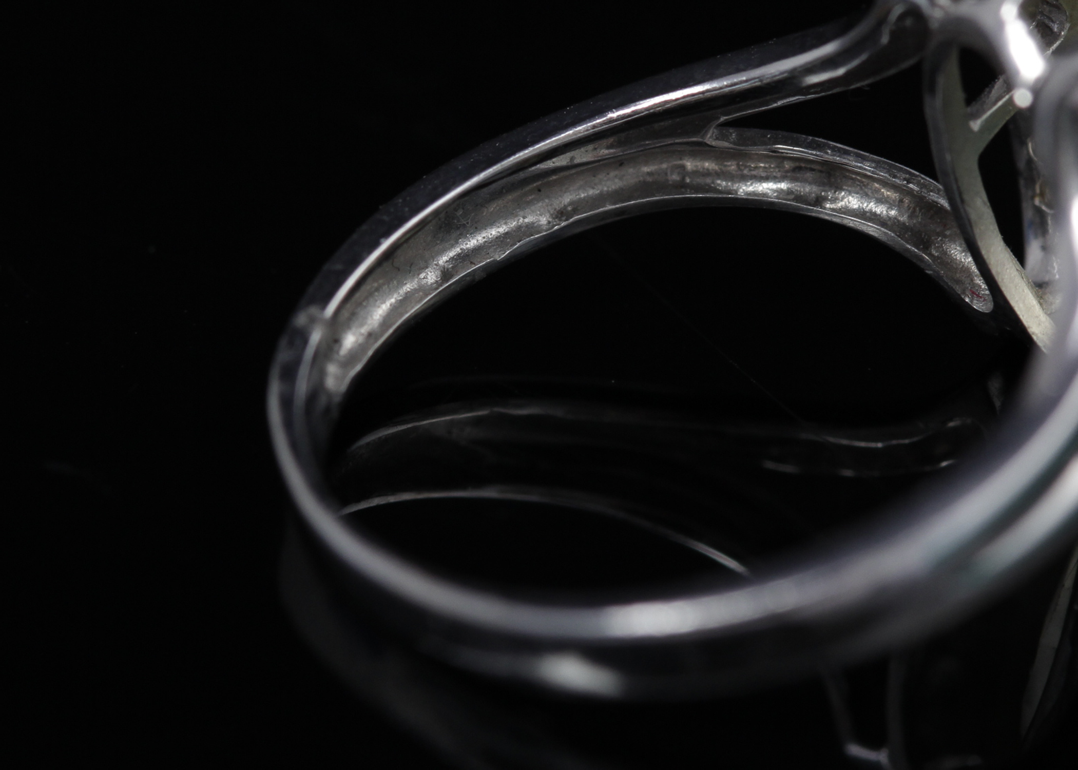 10K White Gold Yellow Quartz and Diamond Ring