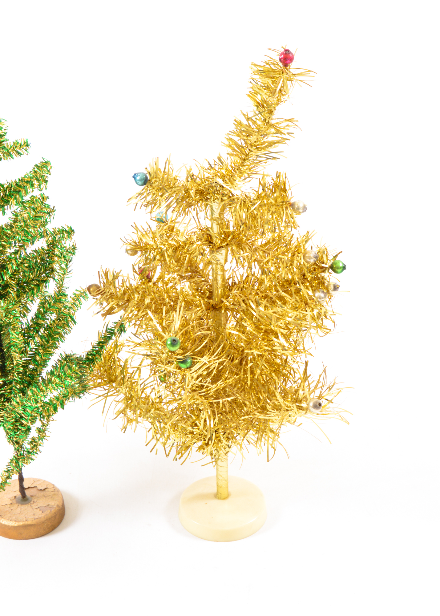 Vintage Made in Japan Christmas Decor Tinsel Tree Pair