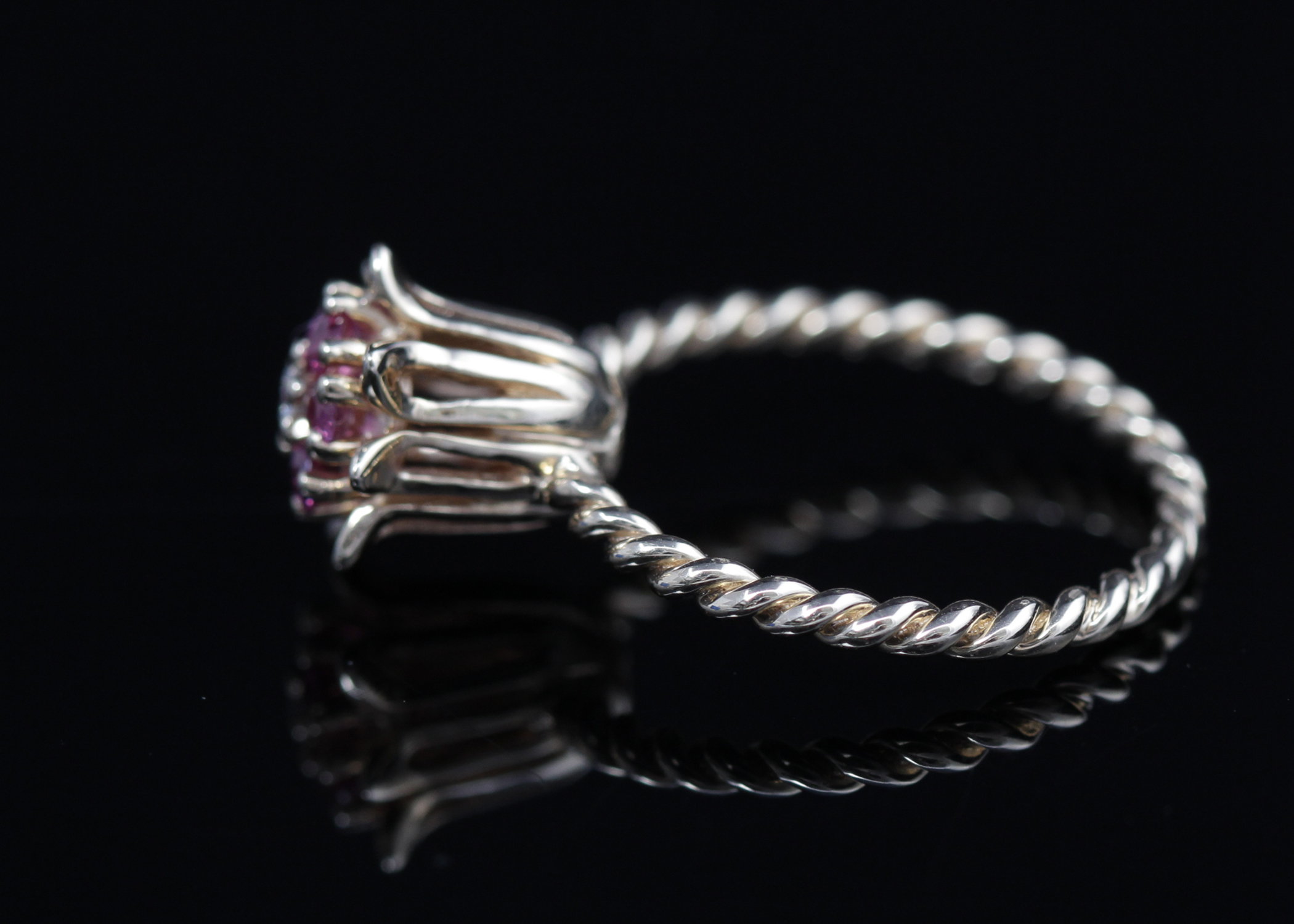 14K Yellow Gold Ruby and Diamond Tulip Ring