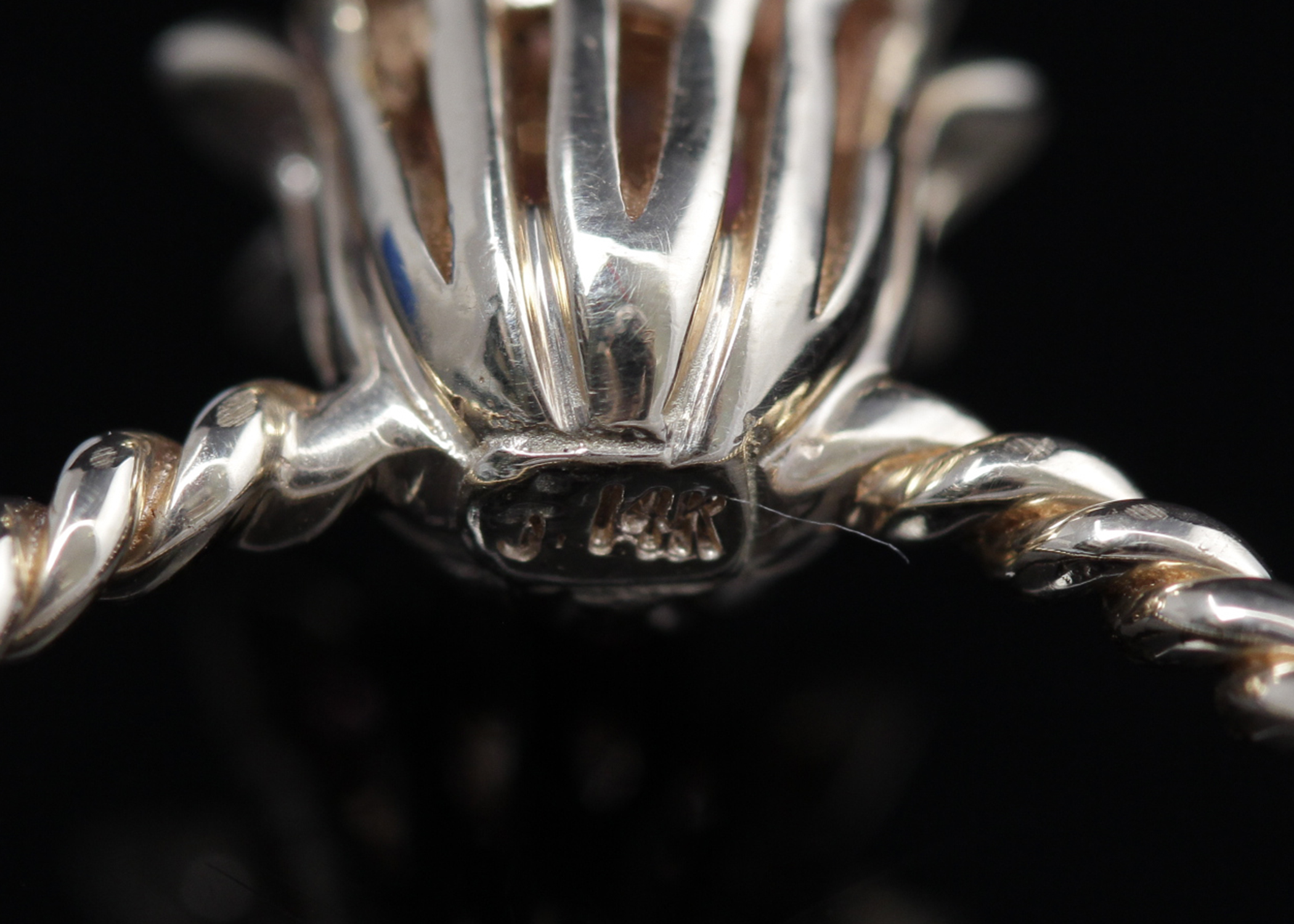 14K Yellow Gold Ruby and Diamond Tulip Ring