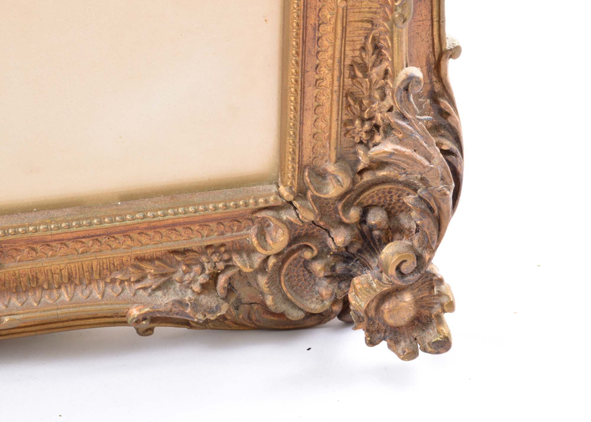 Hand Colored Lithograph Print of Reclining Lady with Cherubs