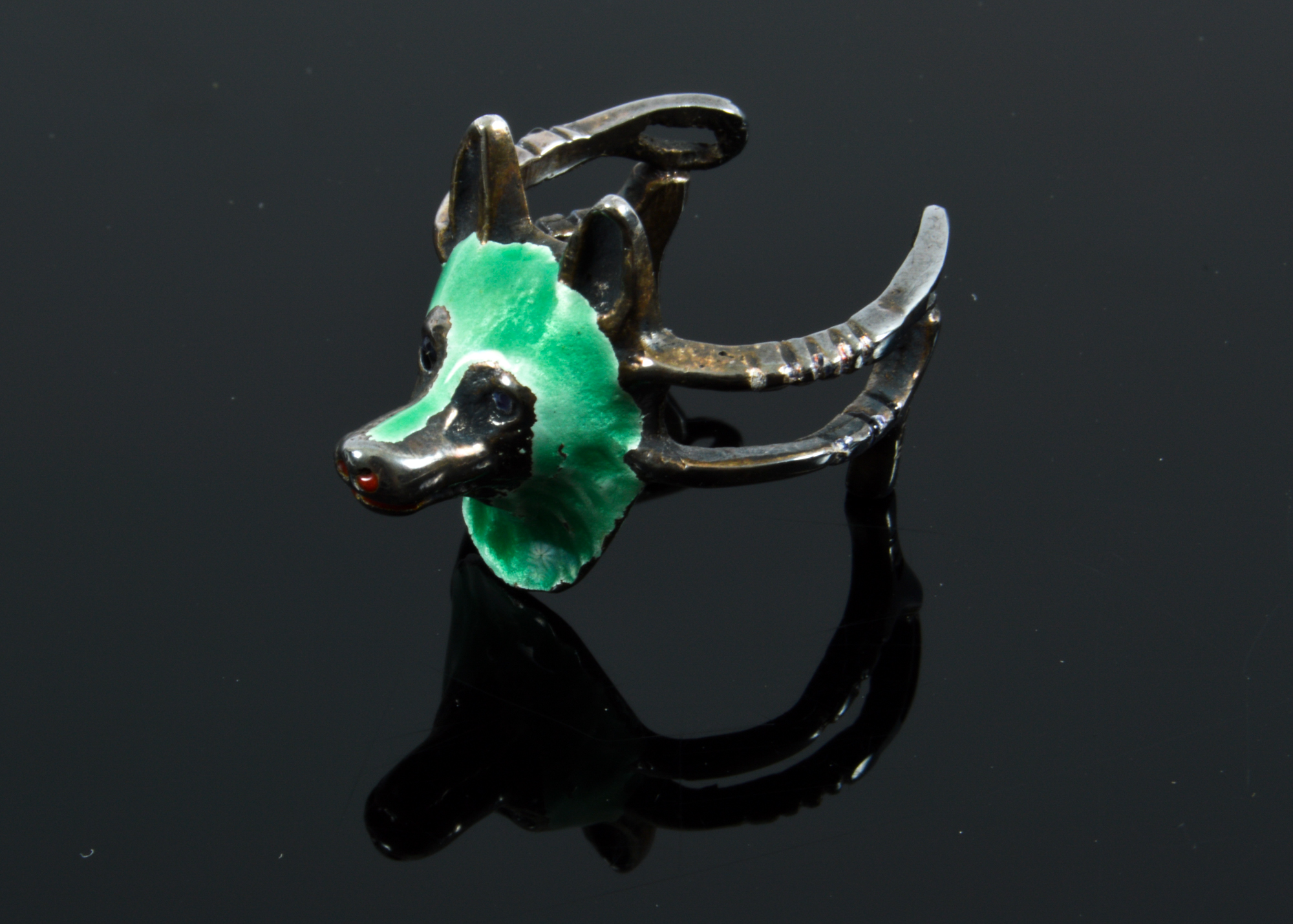 Gucci Sterling Silver and Enamel Fox Ring