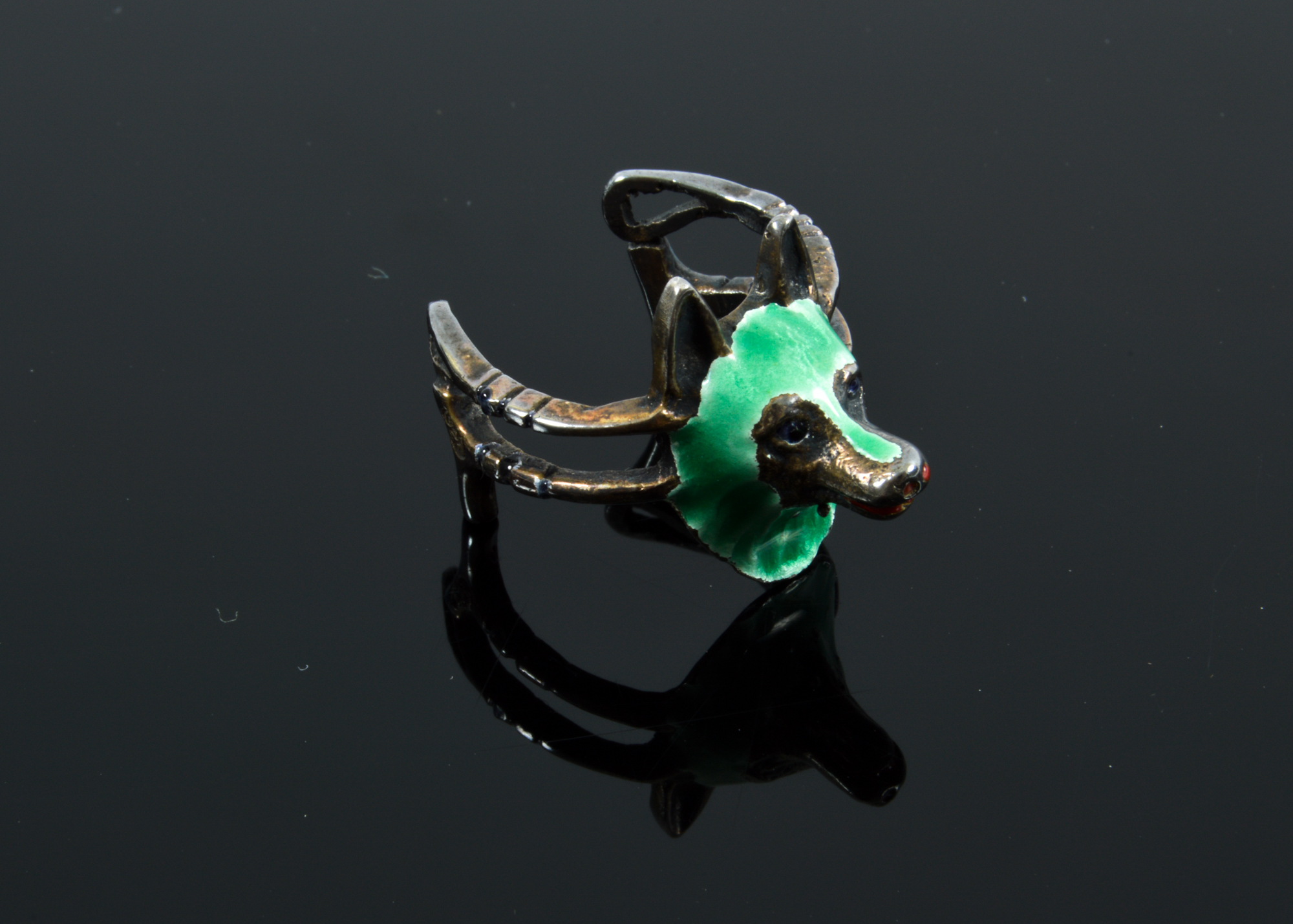 Gucci Sterling Silver and Enamel Fox Ring