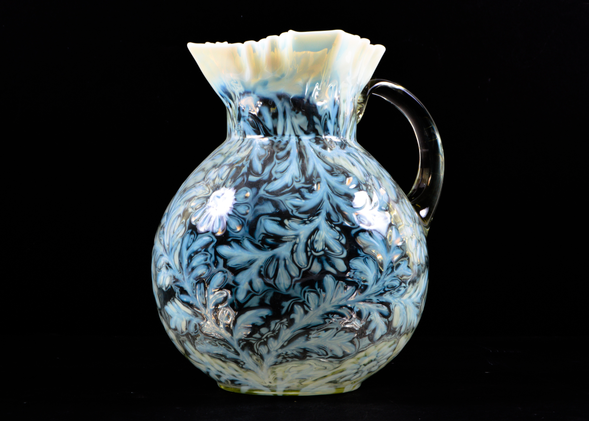 Fenton French Opalescent Daisy and Fern Pitcher