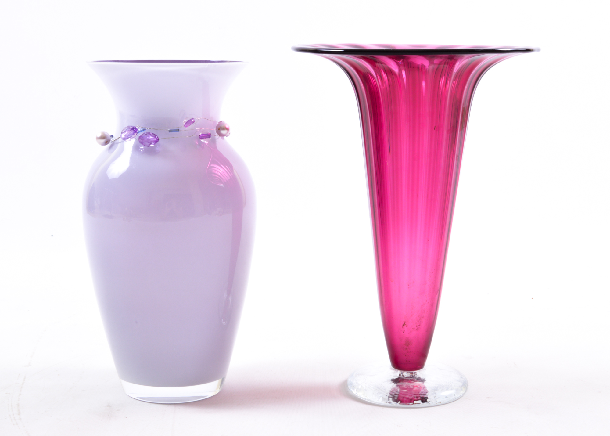 Pair of Art Glass Vases with One Artist Signature