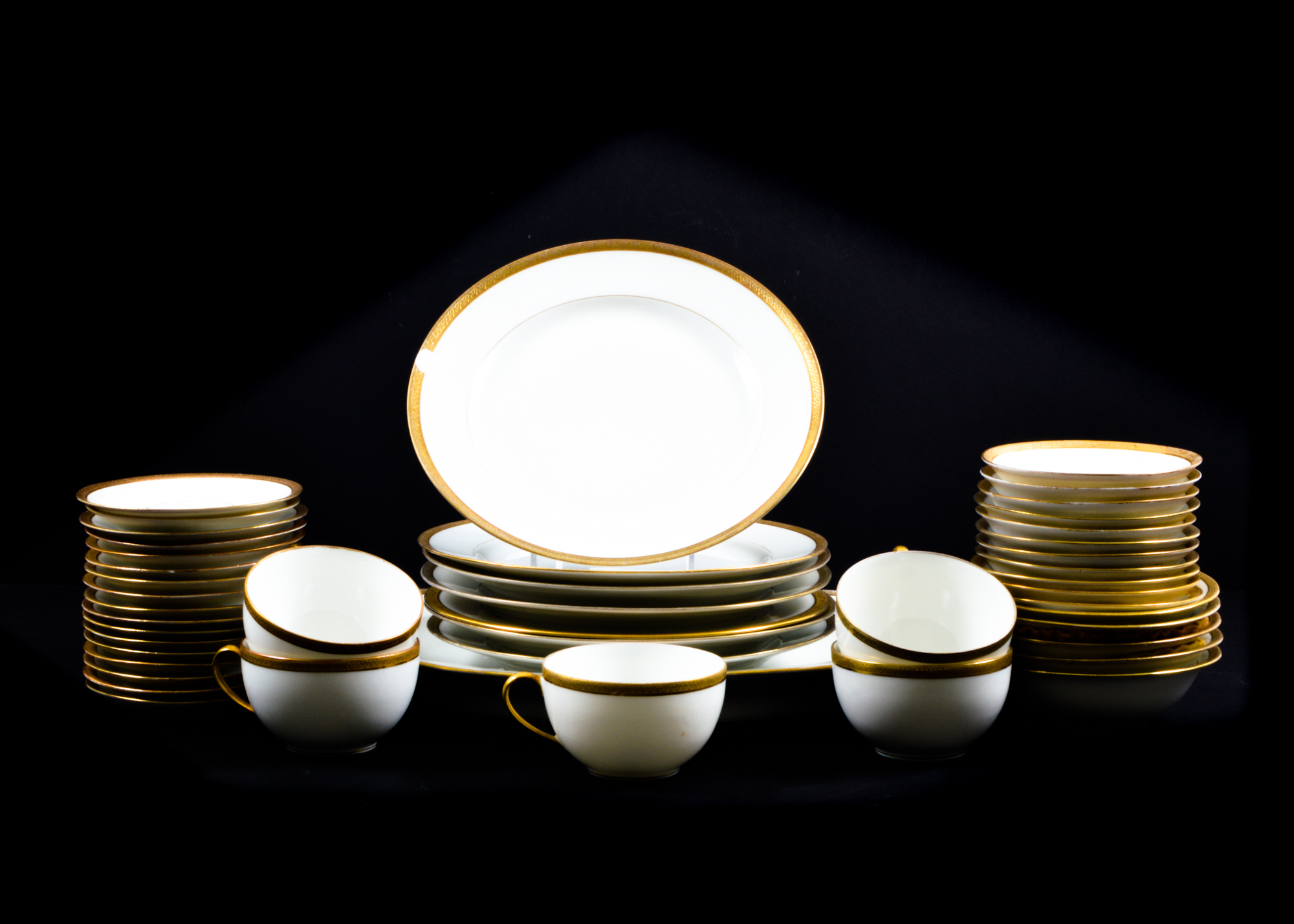 Limoges Gold and White Porcelain Dish Set