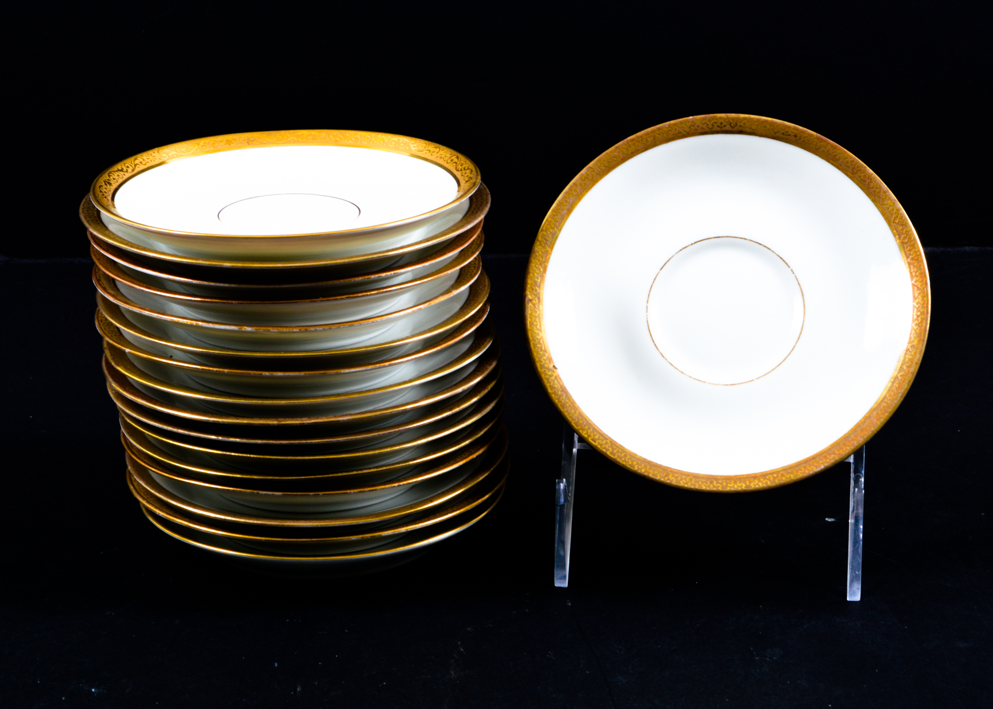 Limoges Gold and White Porcelain Dish Set