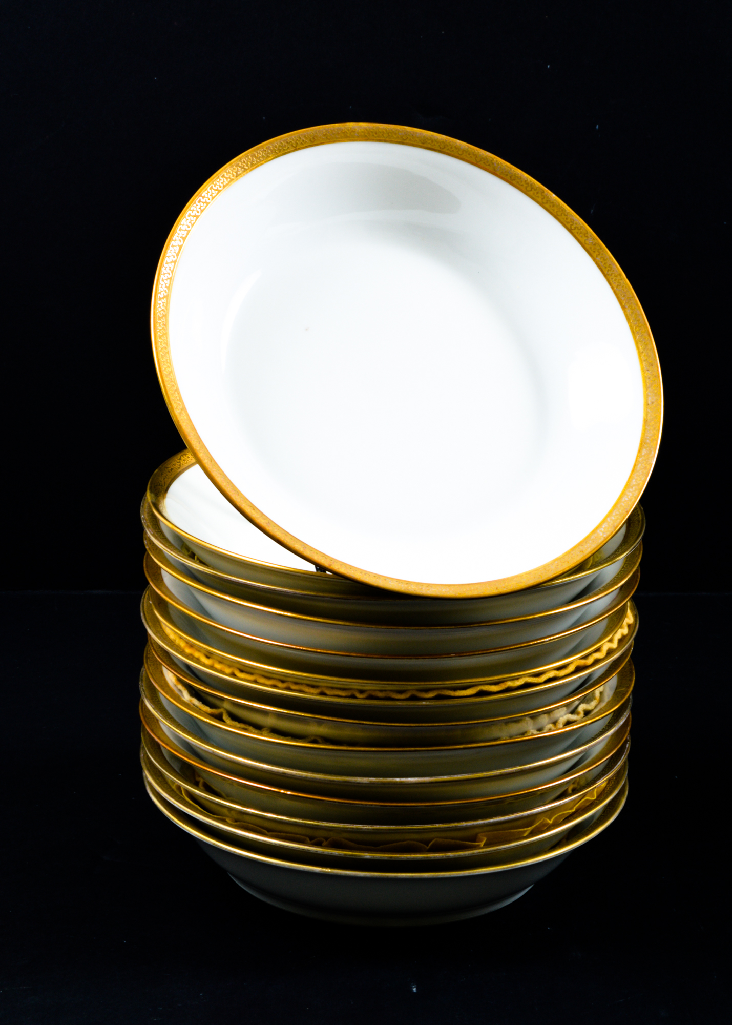 Limoges Gold and White Porcelain Dish Set