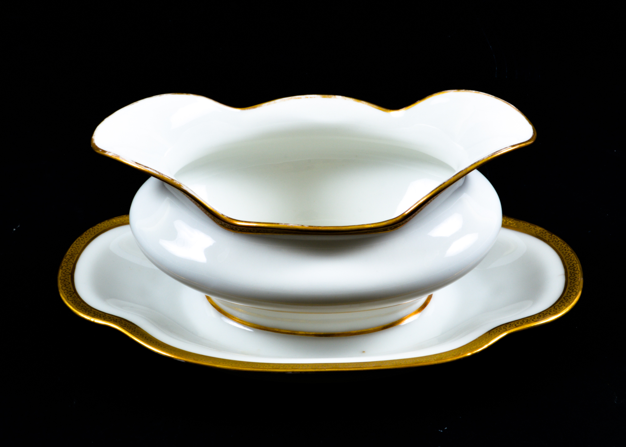 Limoges Gold and White Porcelain Dish Set
