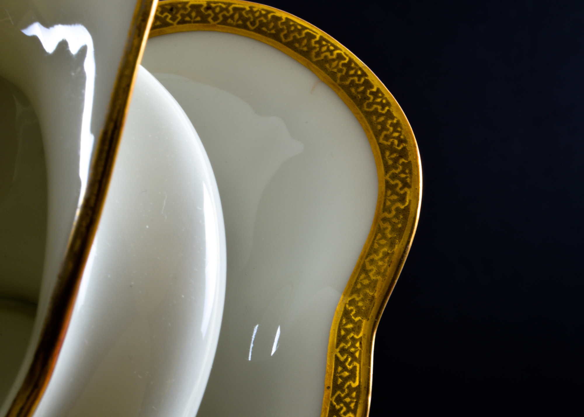 Limoges Gold and White Porcelain Dish Set