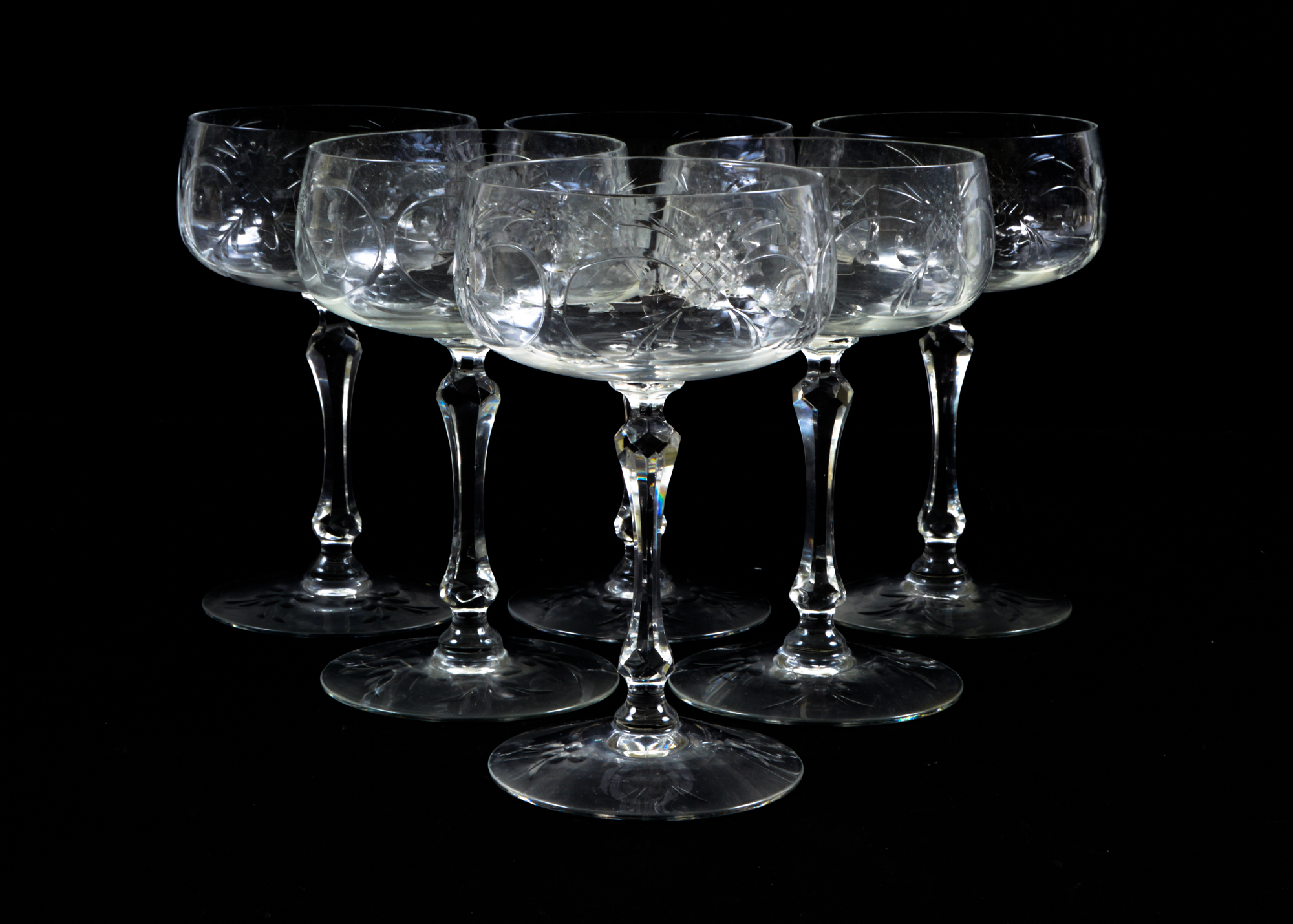Assortment of Cut Glassware in Fruit Pattern