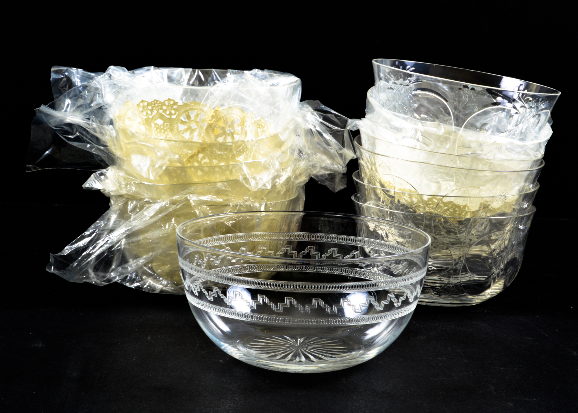 Assortment of Cut Glassware in Fruit Pattern