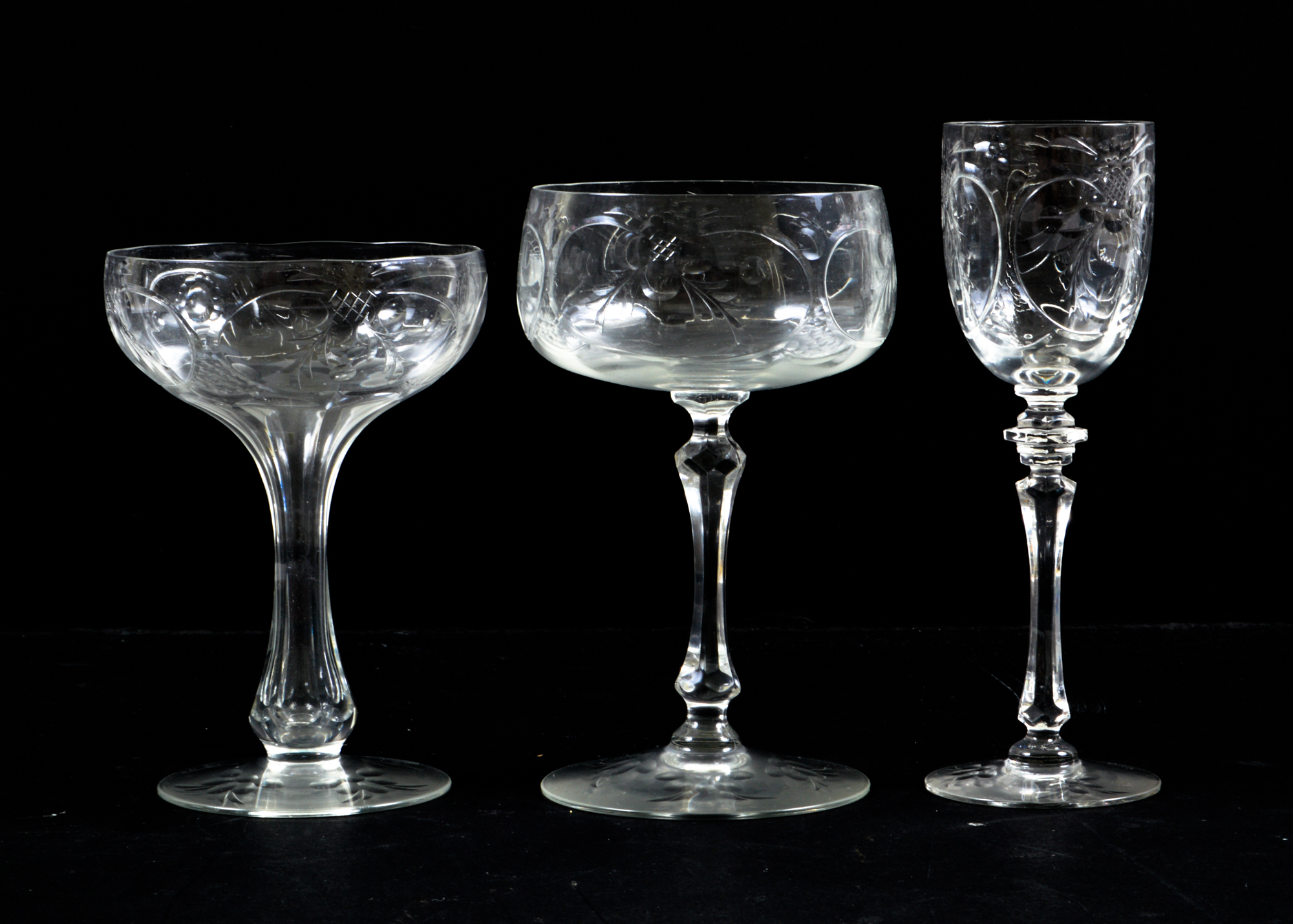 Assortment of Cut Glass plates and Glasses