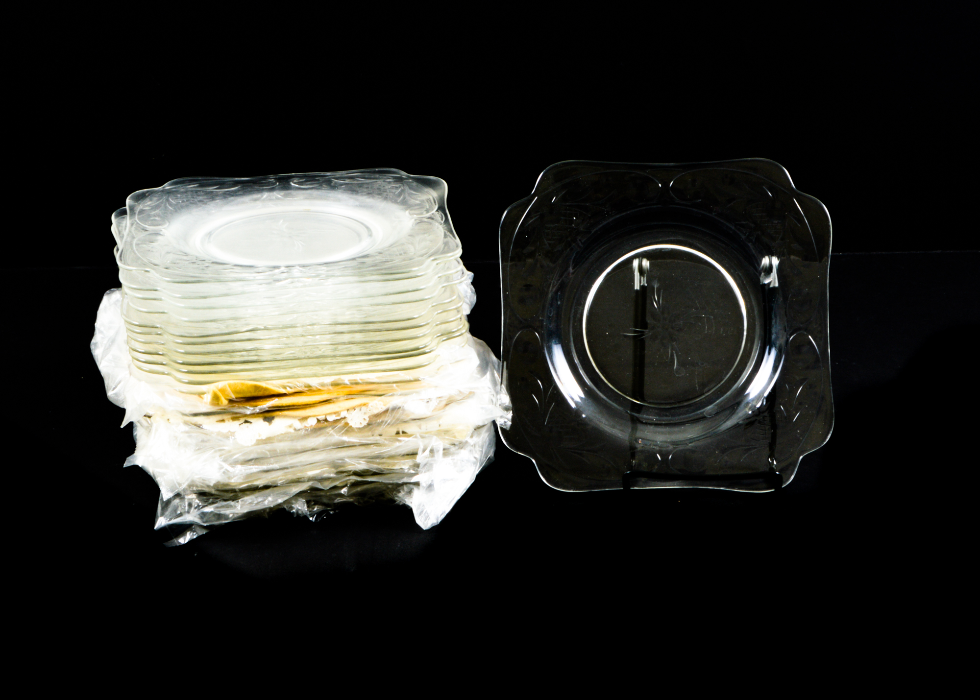 Assortment of Cut Glass plates and Glasses