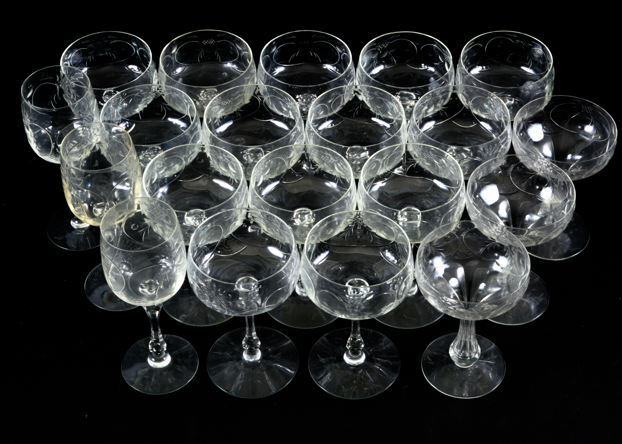 Cut Glass Goblet and Cup Assortment