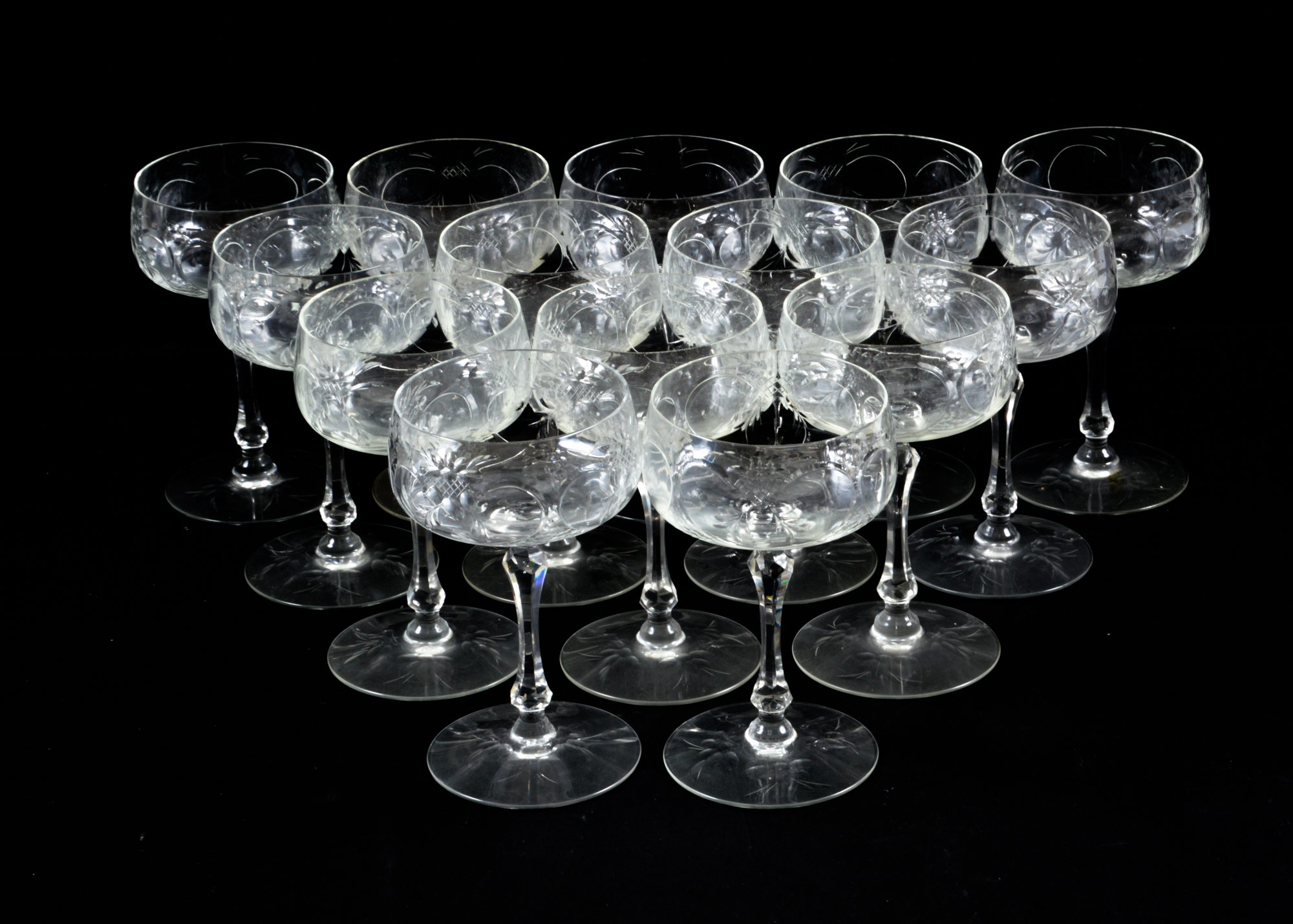 Cut Glass Goblet and Cup Assortment