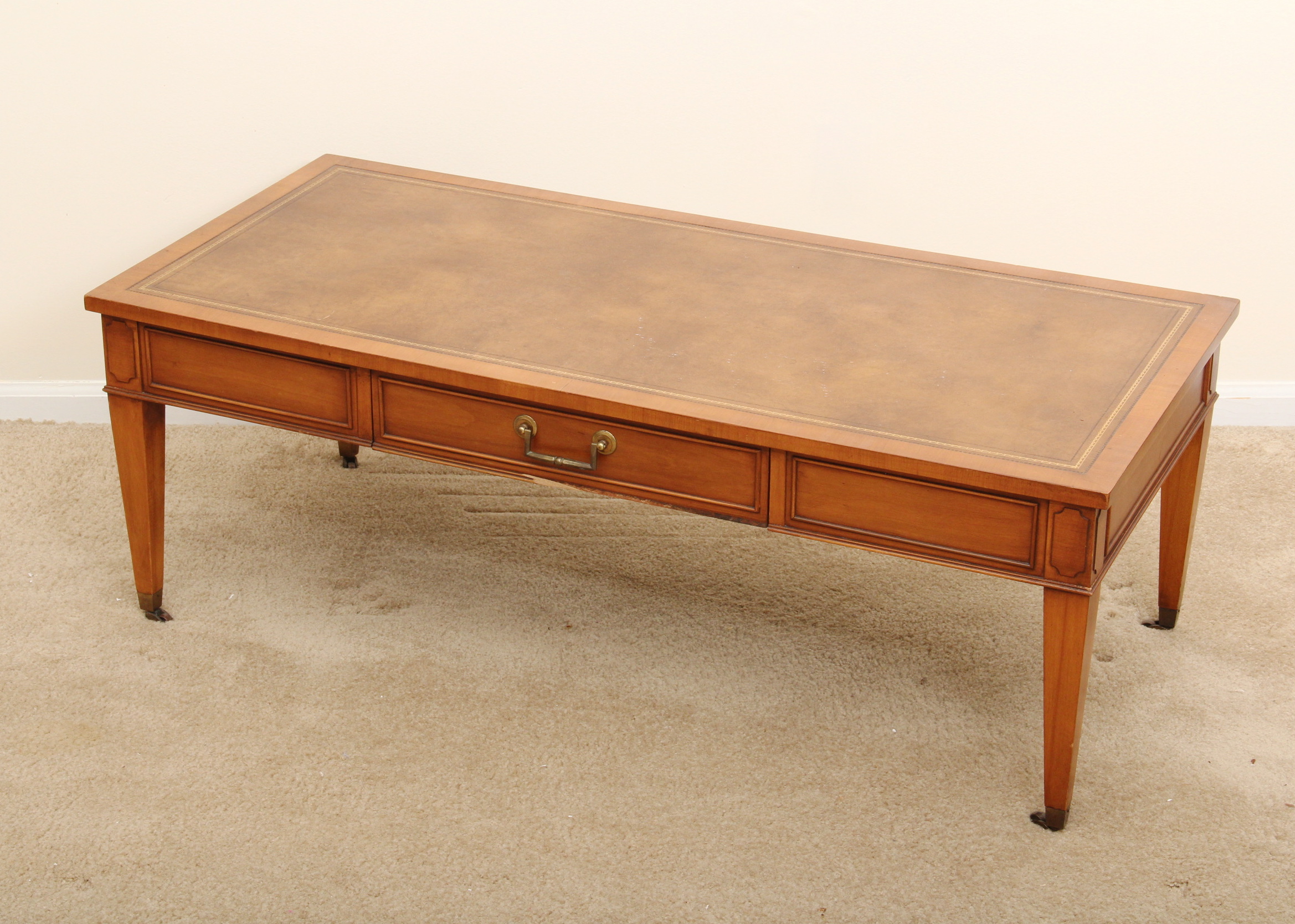 Vintage Hekman Furniture Leather Inlay Coffee Table