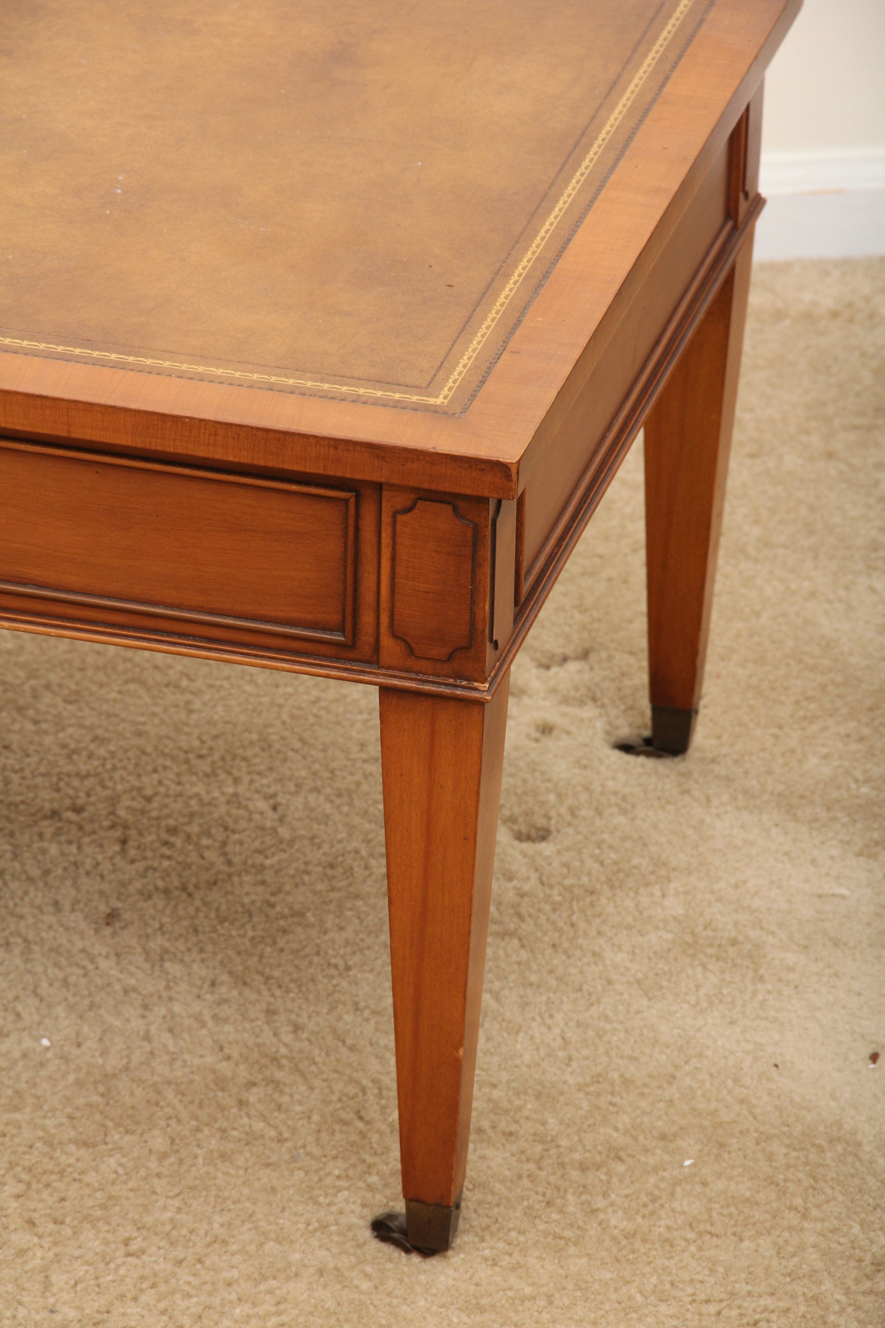 Vintage Hekman Furniture Leather Inlay Coffee Table