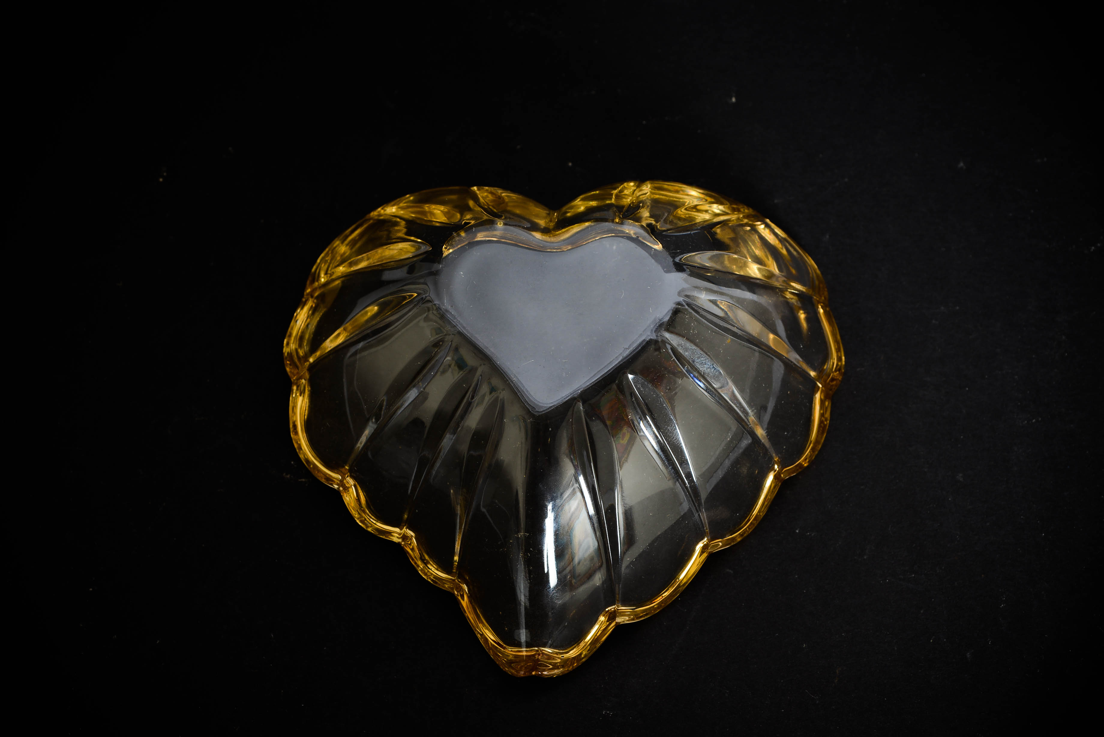 Vintage Crystal Heart Shaped Dish and Ladies Ring