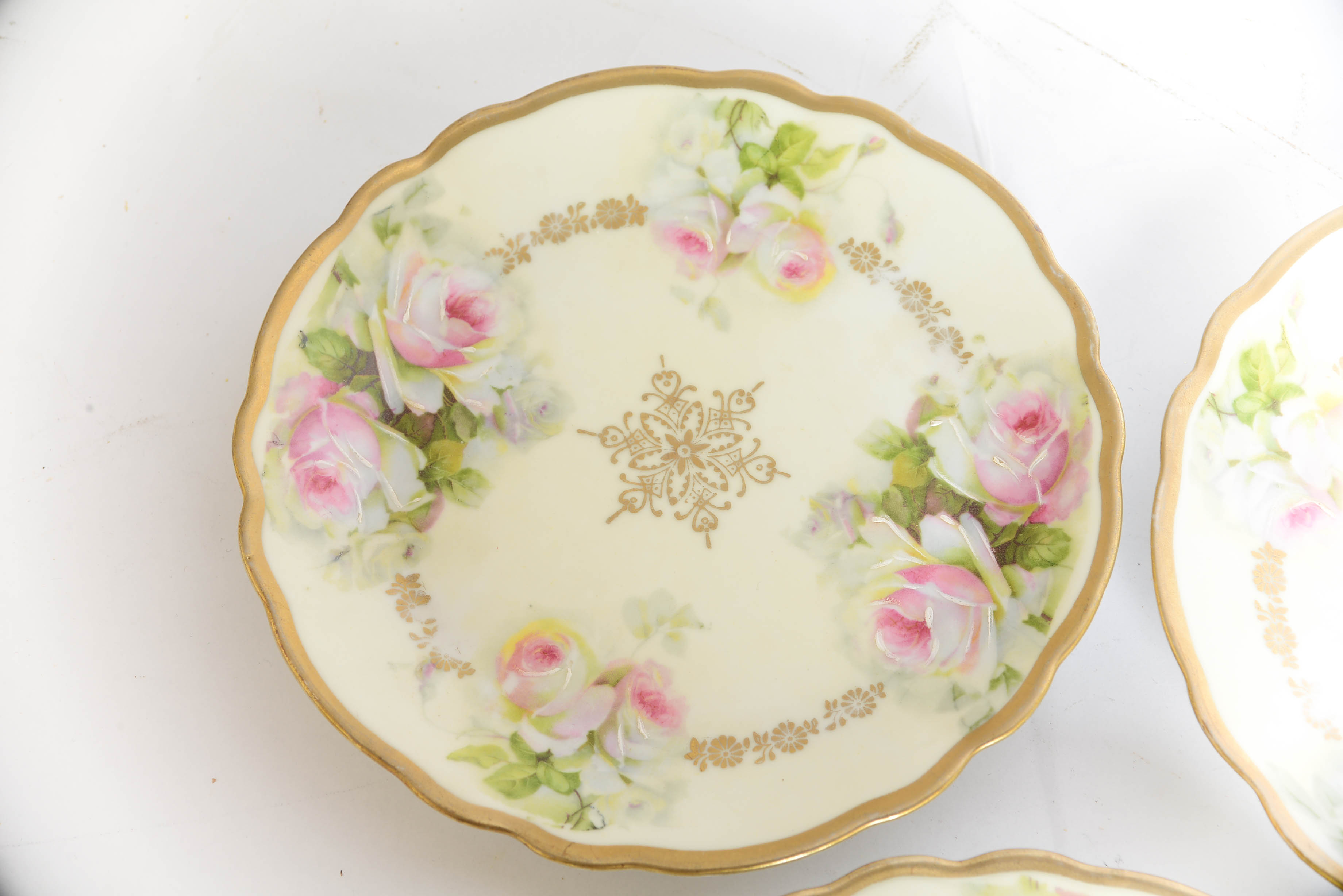 Set of Five Antique Bavarian Hand Painted Porcelain Plates