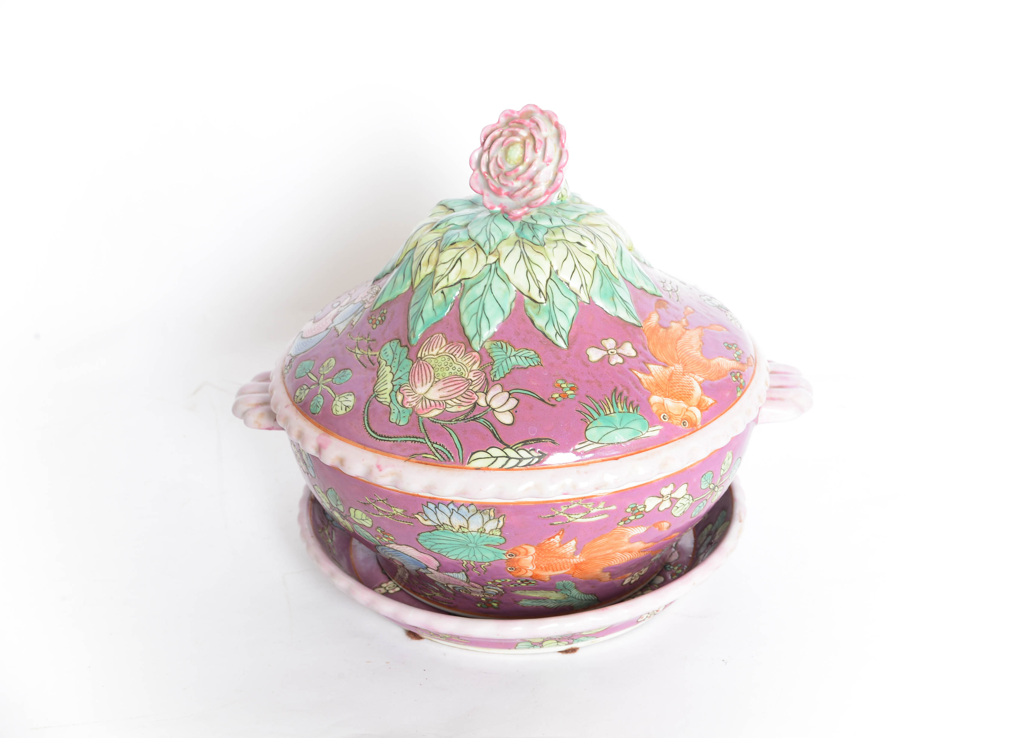 Vintage Three Piece Large Porcelain Chinese Dish